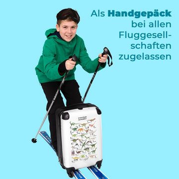 NoBoringSuitcases.com© Kinderkoffer Dino - Alphabet - Buchstaben - Jungen - Kind 55x35x20cm, 4 Rollen, Kindertrolley, Handgepäck, Reisekoffer für Jungen