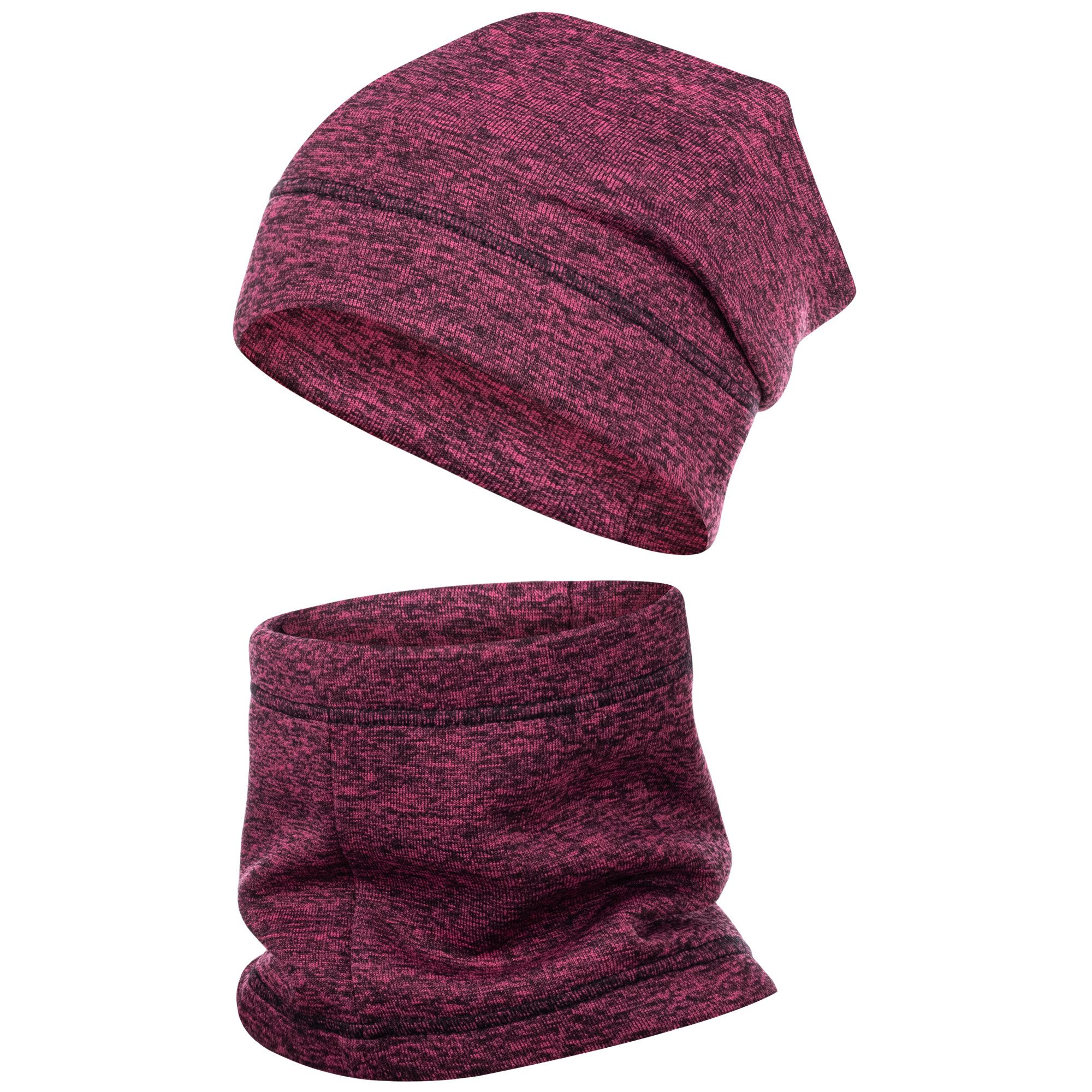 Smarilla Mütze & Schal Wintermütze + Schlauchschal Winterset Beanie Snood Fleece mit Fleece gefüttert