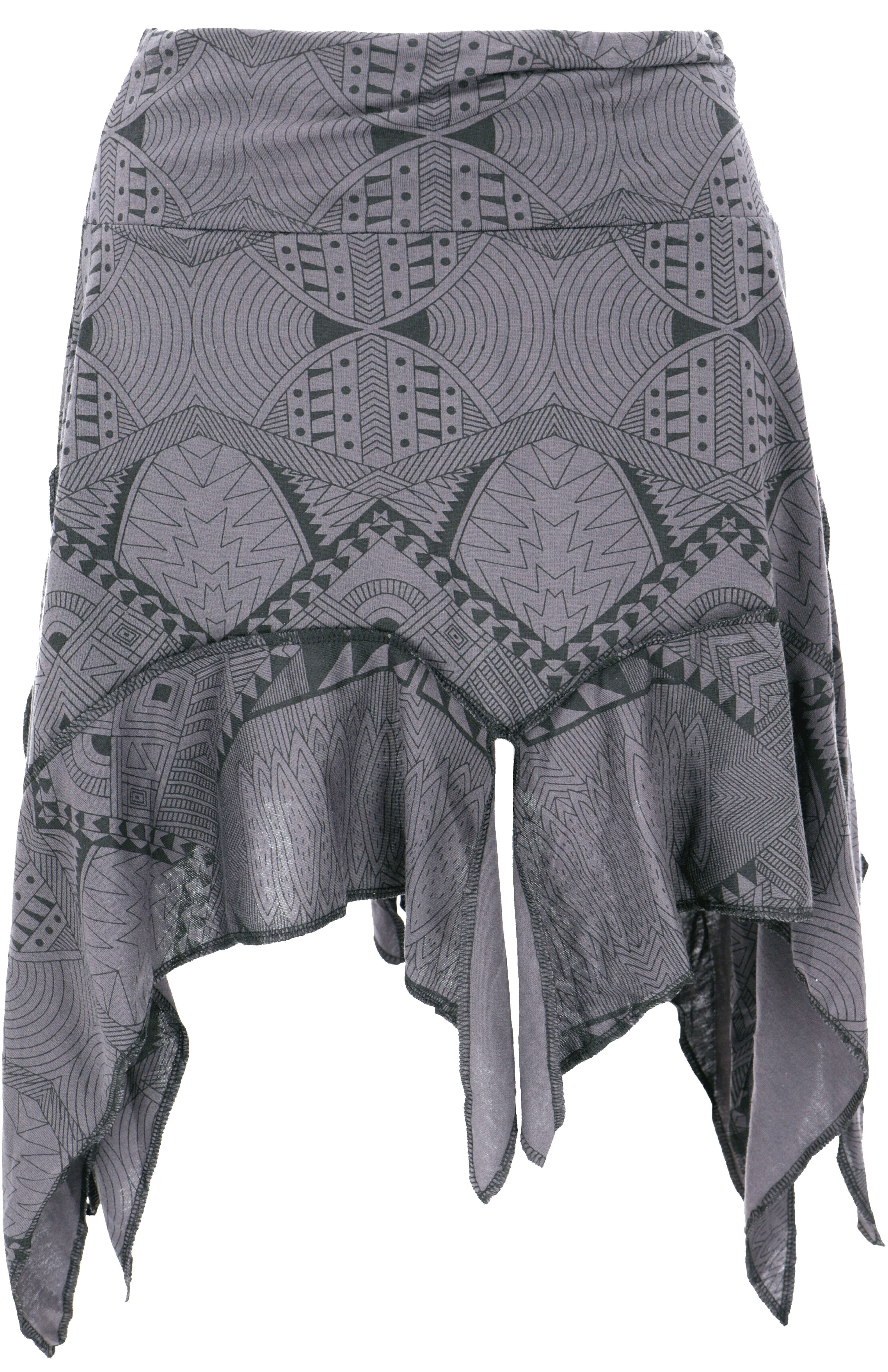 Minirock Minirock, Zick/Zack Zipfel Rock - grau