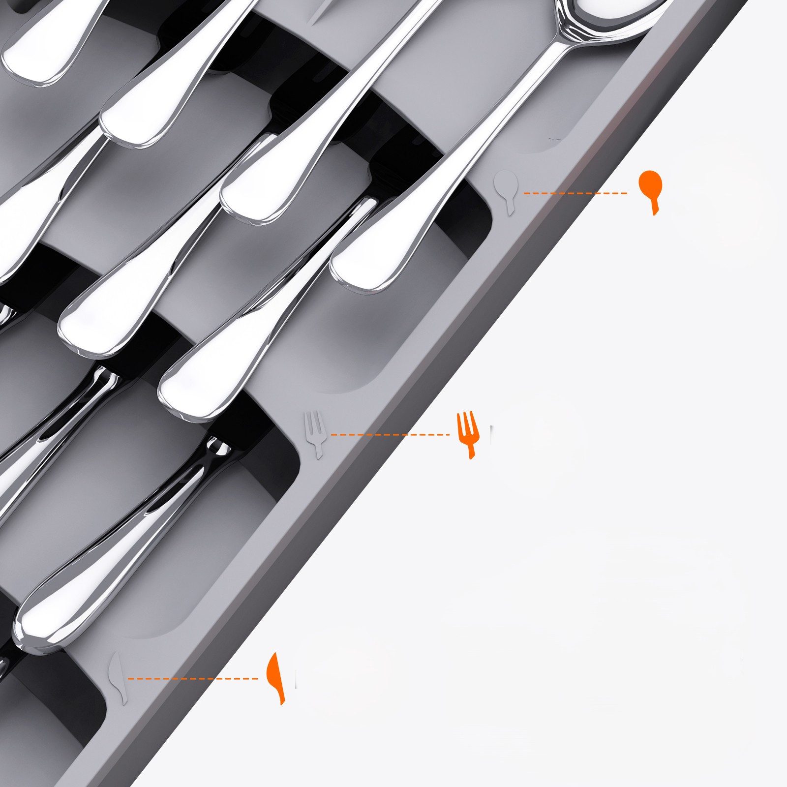 Lifewit Besteckeinsatz Grau Graukompakter Besteckkasten für die Küchenschublade (1 St) – Bild 3 von 5