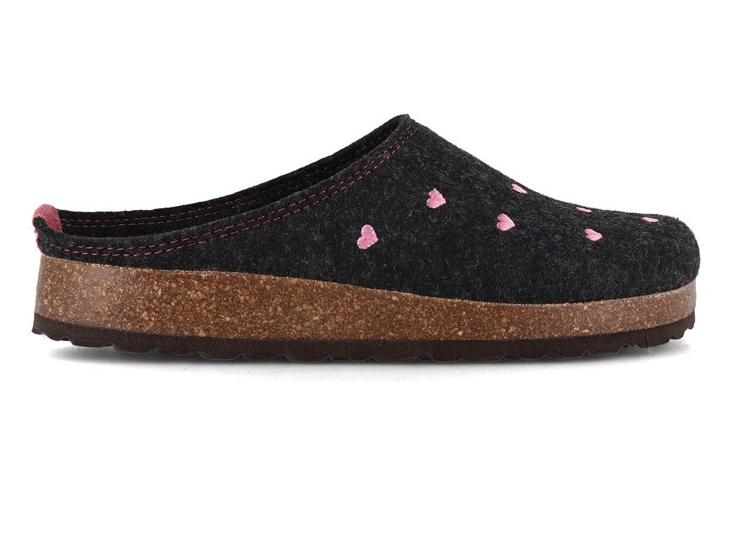 Tuffeln Filz-Pantoffeln Herzchen Damen Clogs mit Kork-Fußbett Hausschuh vegan aus 100% Tuf-Felt – Bild 2 von 5