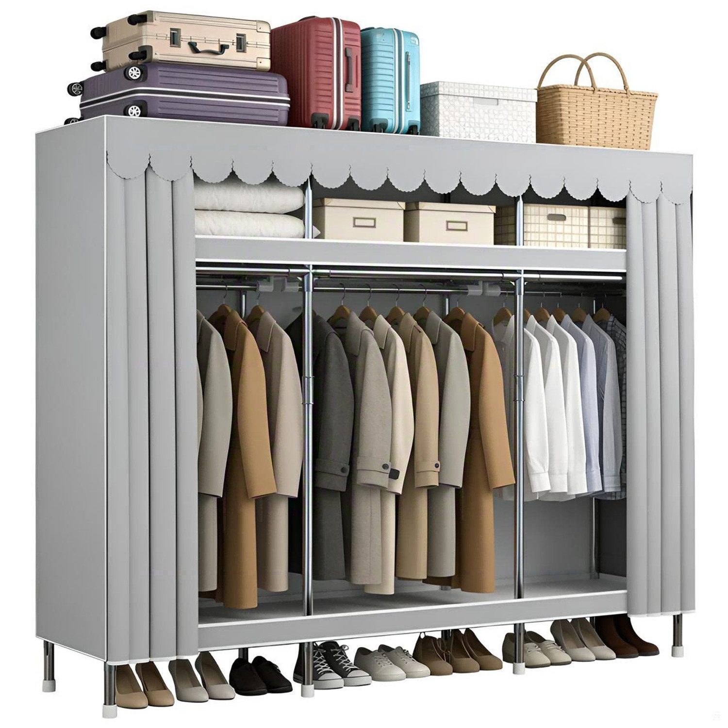 Toomoke Stoffschrank Kleiderschrank Stoffschrank, 170x165x45cm, Metall (mit günstig online kaufen