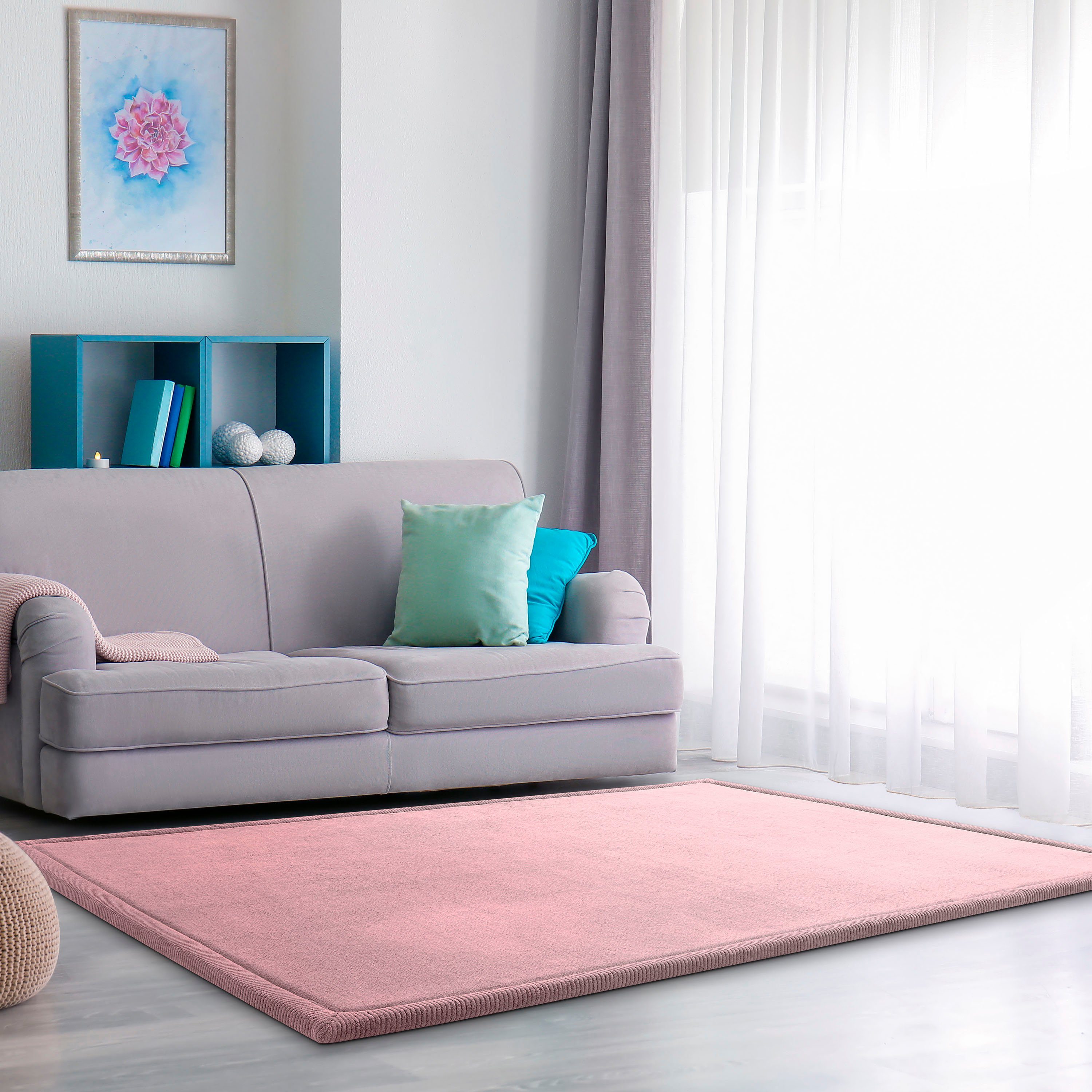 Home, pink Foam, Höhe: Kurzflor, waschbar 24 475, Teppich Uni-Farben, Memory mm, rechteckig, Tatami mit Paco