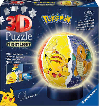 Ravensburger 3D пазлы Nachtlicht - Pokémon, 72 Пазлыteile, mit Leuchtsockel; Made in Europe; FSC® - schützt Wald - weltweit