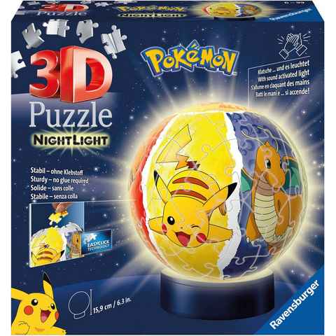 Ravensburger 3D-Puzzle Nachtlicht - Pokémon, 72 Puzzleteile, mit Leuchtsockel; Made in Europe; FSC® - schützt Wald - weltweit