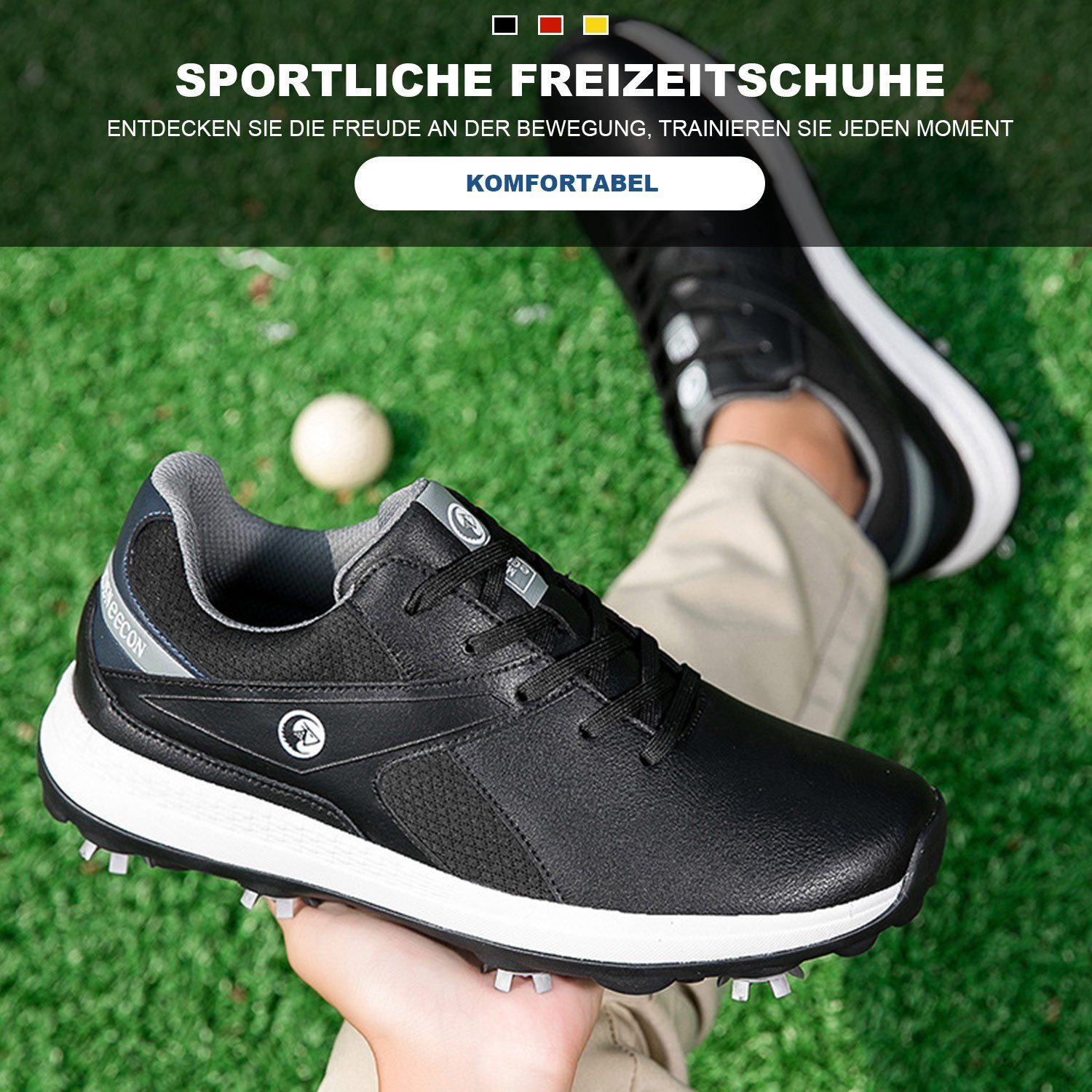 Atmungsaktivität Golfschuhe Lightweights schwarz Mesh aus MAGICSHE Golfschuh Waterproof