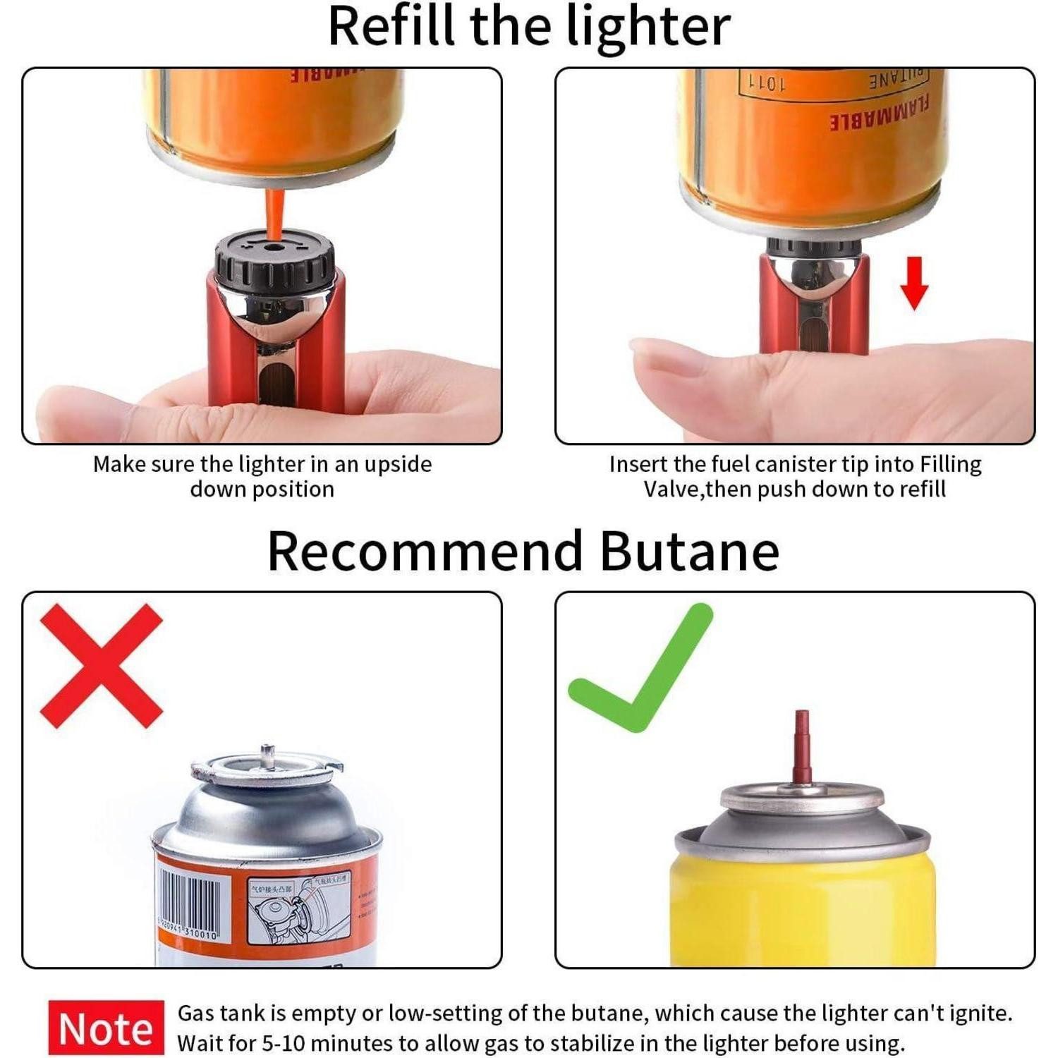 Megainvo Stabanzünder Stabfeuerzeug Gas Nachfüllbar Sturmfeuerzeug Jetflamme Flexibel Rot