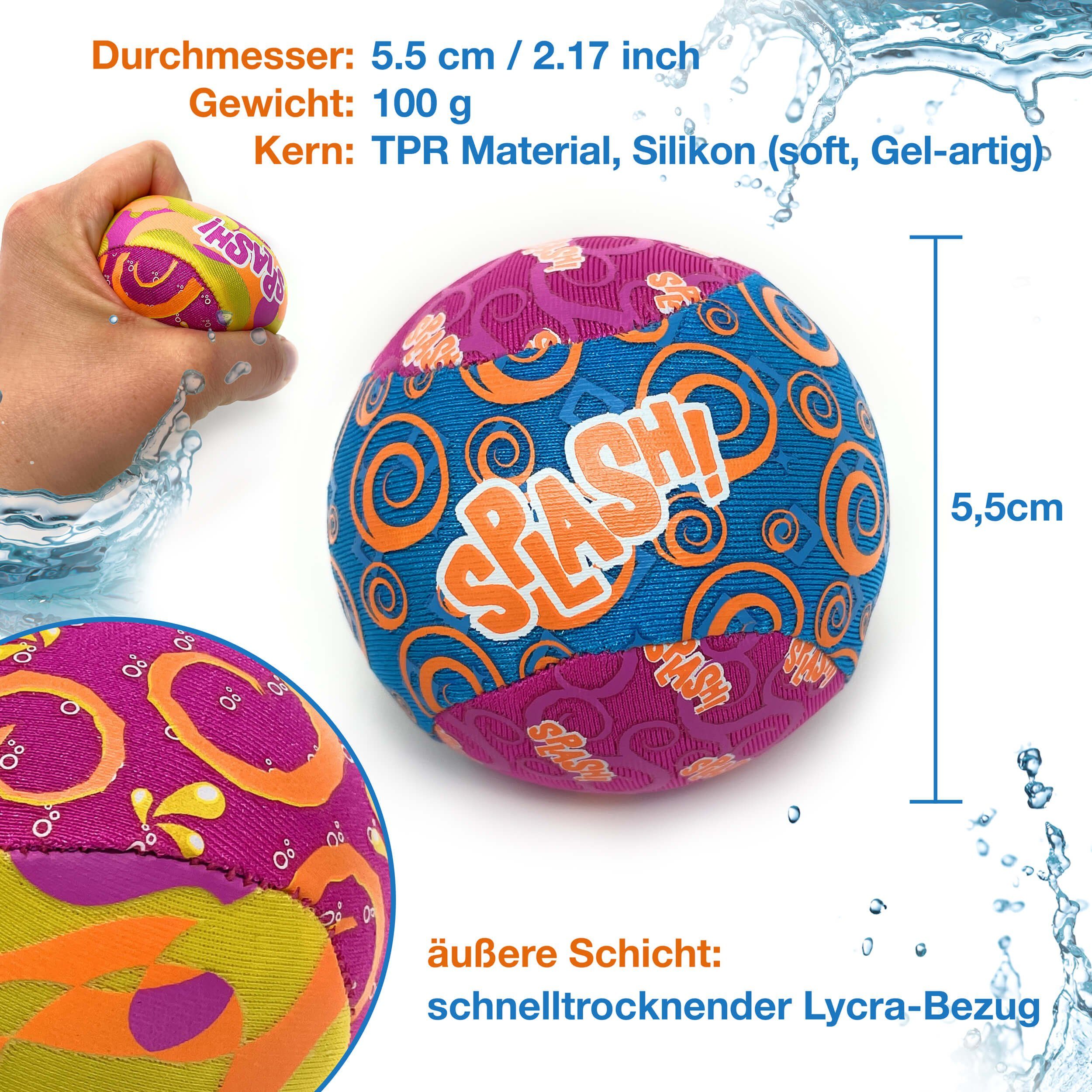 TOBJA Lernspielzeug [OTTO] 2 Stück Splash Bouncing Ball Wasser Flummi Ø 5,5  cm 2-Var, 2 Stück im Set für Kinder / Erwachsene, Wasser Neoprenball 100g