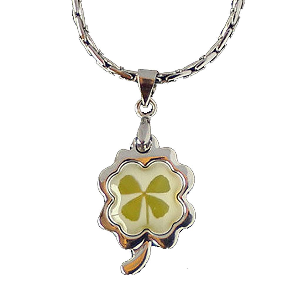 HOPLO Kettenanhänger Glücksklee-Anhänger Kleeblatt + Kette - Glück, Pflanzen - 22x15mm