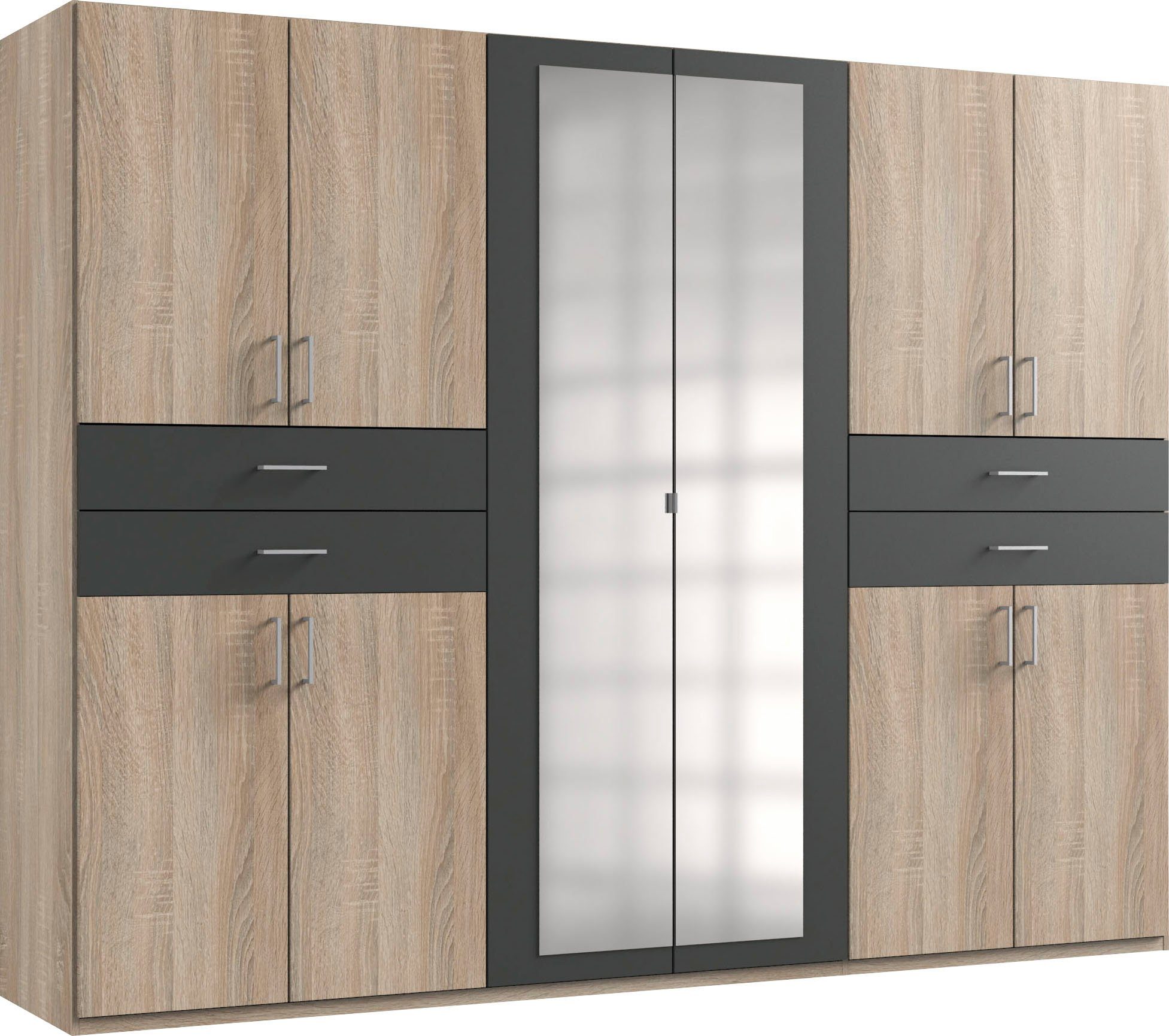 Wimex Kleiderschrank Taiga Kleiderschrank mit Spiegel mit Schubladen auf bequemer Höhe, Garderobe Schlafzimmerschrank