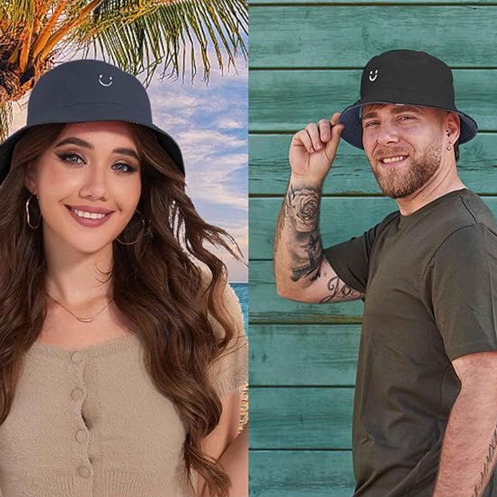 Coonoor Fischerhut Beidseitigem Bucket Hat Smile Unisex Sonnenhüte Sommerhut