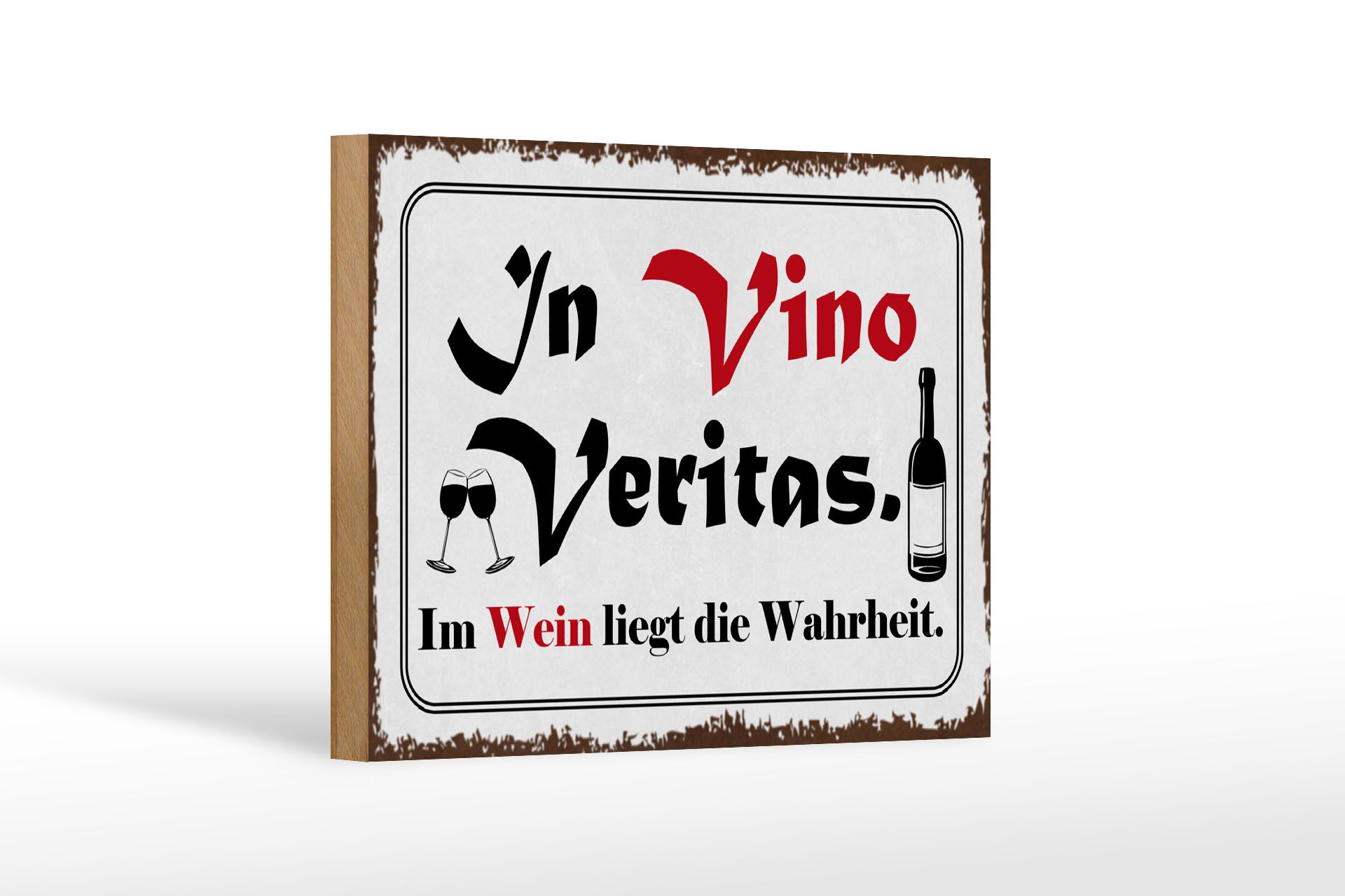 Holzbild Spruch 18x12 cm in Vino Veritas Wein Wahrheit