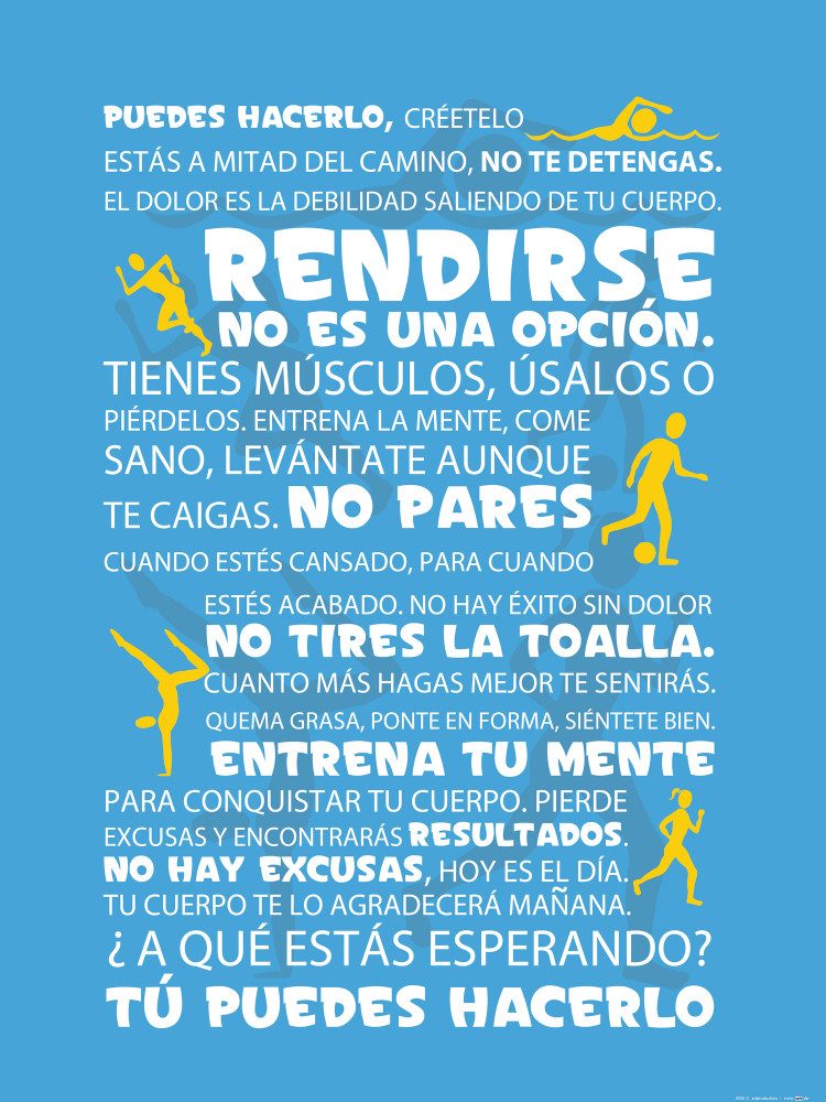 1art1 Poster Motivation Kunstdruck Bild - Fitness, TÃº Puedes Hacerlo