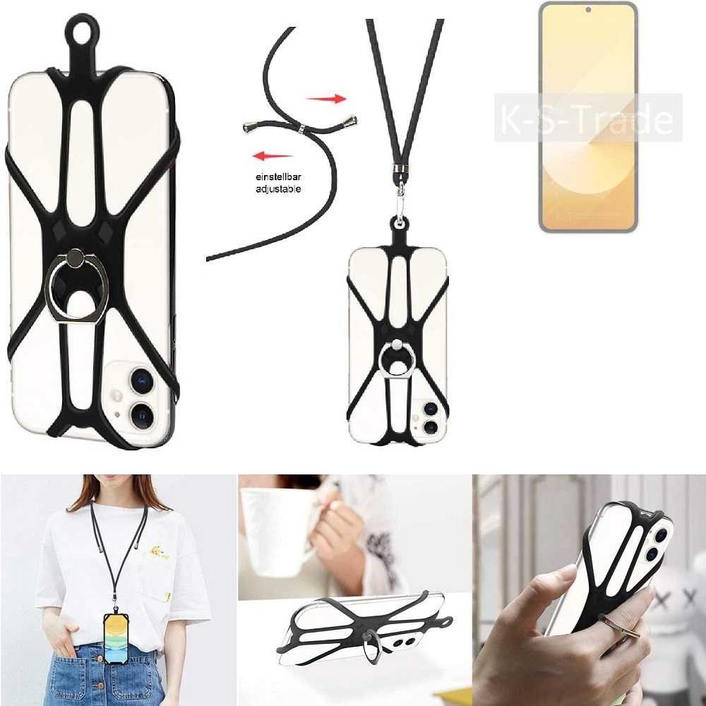 K-S-Trade Handyhülle für Samsung Galaxy Z Flip6, 3in1 Handykette Handyband Handykordel Halsband Smartphone-Ring