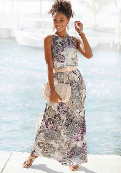 LASCANA Maxikleid mit Paisleyprint und Schlitz, leichtes Sommerkleid, Strandkleid