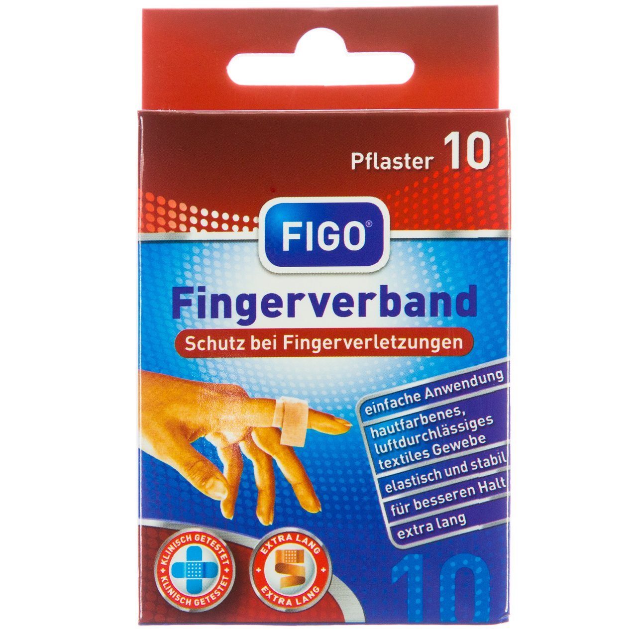 FIGO Wundpflaster Figo Fingerverband 10 er Pflaster Lang 12 cm x 2 cm  Wundpflaster Pflas (Set, 10 St., Pflaster), Universal Pflaster Heftpflaster  Fingerpflaster Pflasterverband