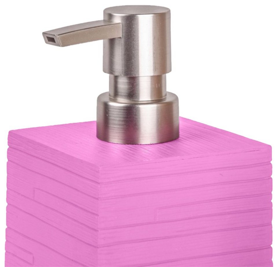 Sanilo Badaccessoire-Set Calero Pink, Kombi-Set, 2 tlg., bestehend aus  Seifenspender und WC-Bürste, geriffelt