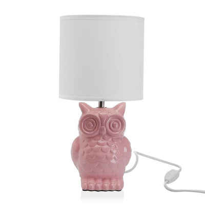 Bigbuy Schreibtischlampe Tischlampe Eule aus Keramik 16 x 16 x 32,5 cm rosa