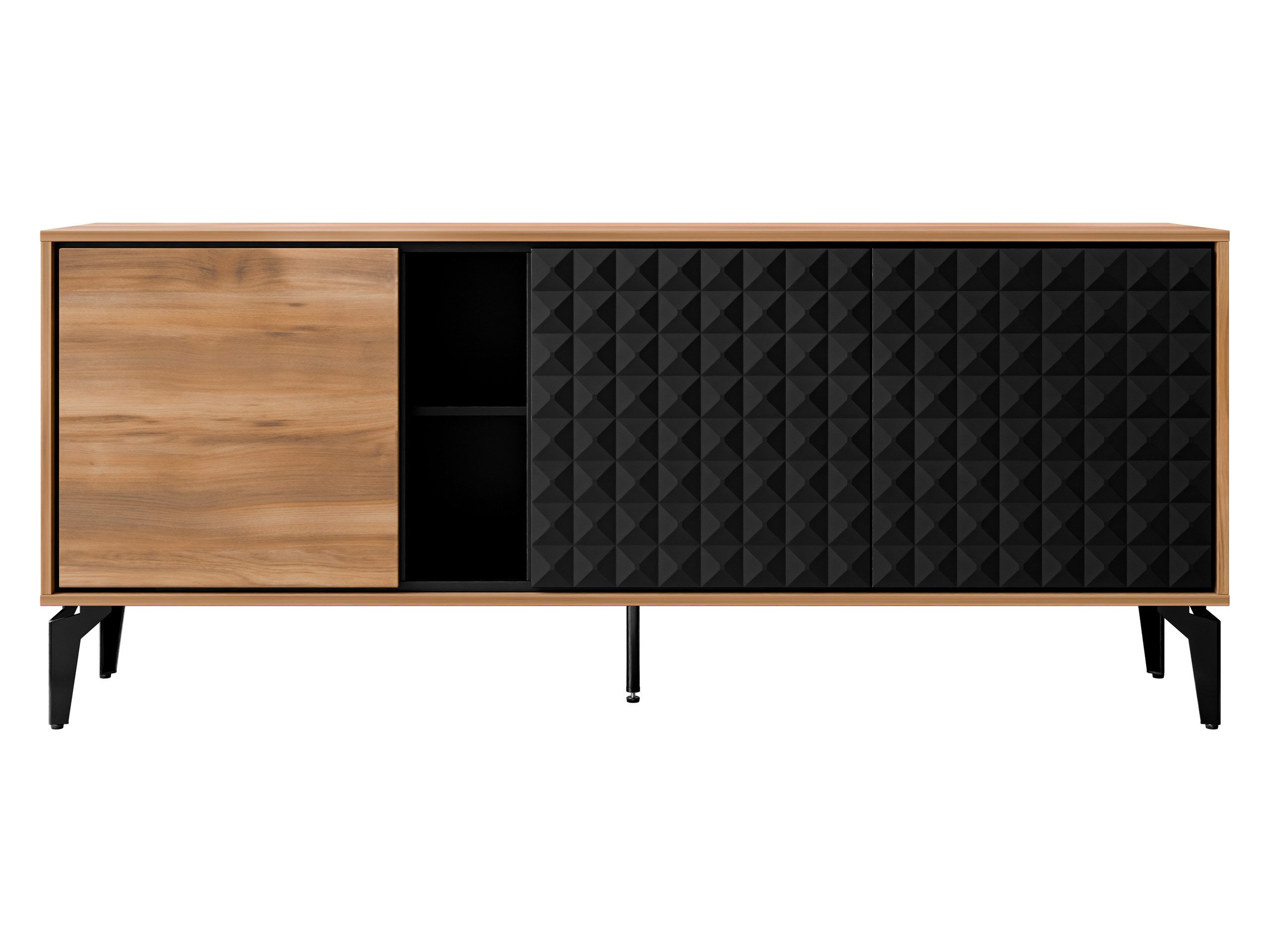 MIRJAN24 Kommode Ella 190 (mit drei Drehtüren), 190x40x80 cm, Schwarze Metallfüße