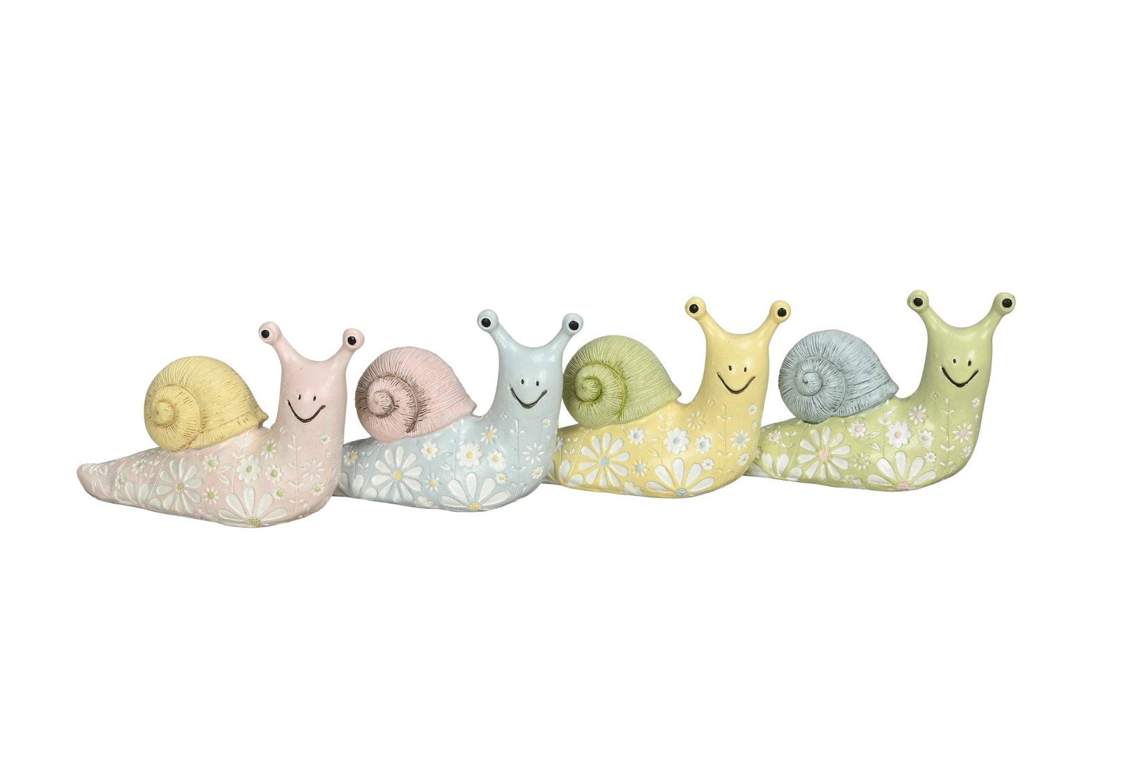 Dekofigur Schnecke 4farbig sort. Figur Skulptur H8cm+13cm rosa/blau/gelb/grün