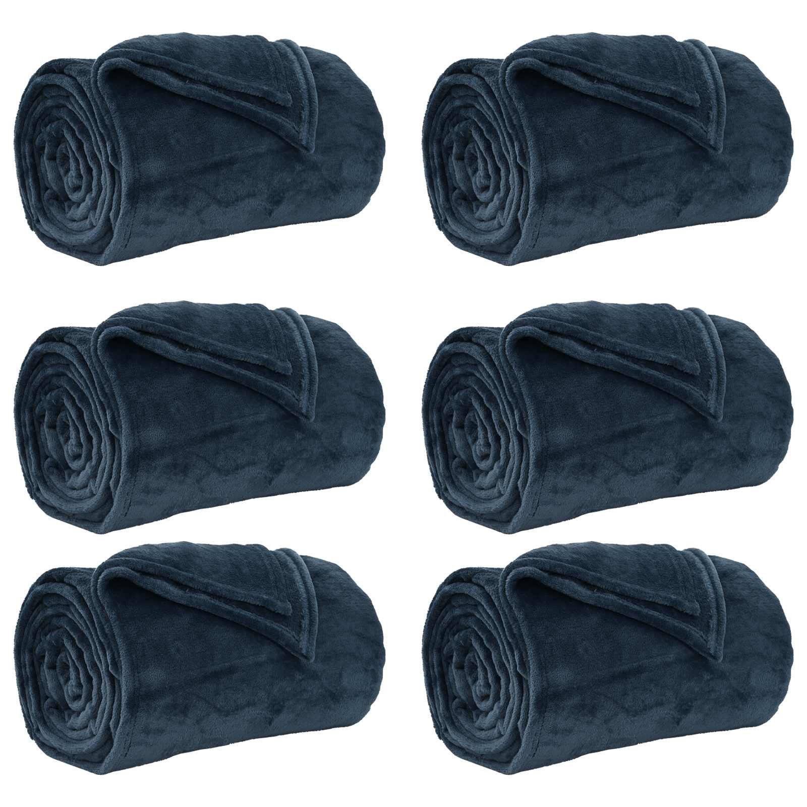 vidaXL Bettüberwurf Wohndecken 6 stk. Marineblau 150 x 200 cm 4.68 kg Fleece
