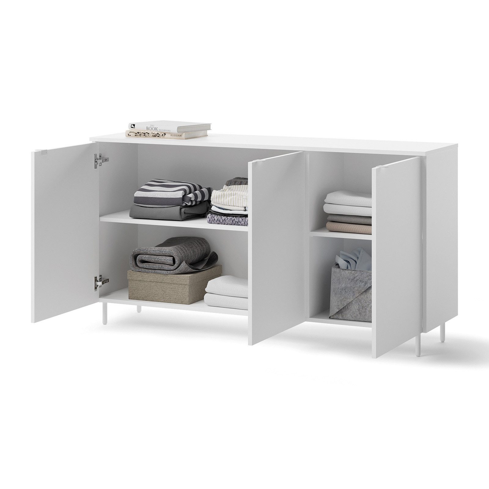 HAUSELEMENT Kommode MILA MA-03, Sideboard 3 Türen 150 cm Anrichte Modern