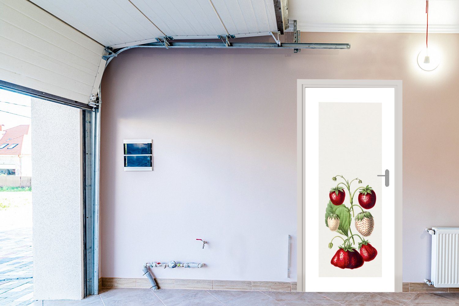 MuchoWow Türtapete Lebensmittel - Erdbeeren Türaufkleber, Tür, Pflanze, bedruckt, 75x205 St), für - Fototapete Matt, cm (1