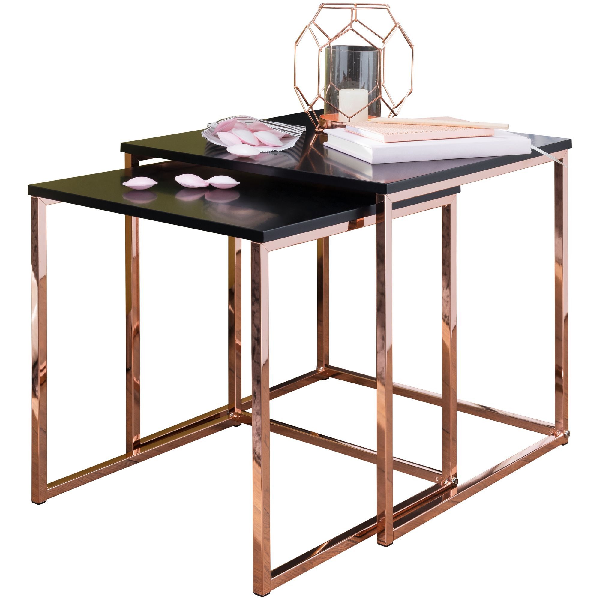 FINEBUY Satztisch SuVa13973_1 (Schwarz / Kupfer, günstig online kaufen