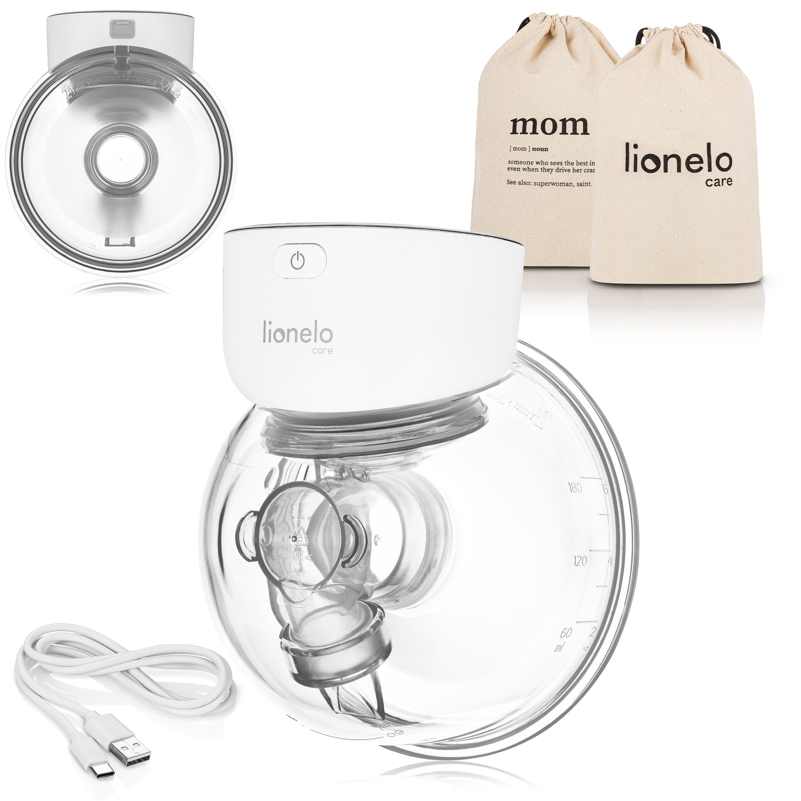 lionelo Elektrische Milchpumpe FIDI FREE SIMPLE, Set, Set, Hands-Free/180 Minuten Betrieb/1000mAh/USB-C