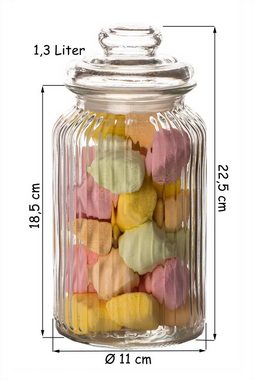 BigDean Einmachglas Vorratsgläser mit Deckel Bonbonglas Süßigkeiten Kräuter, Glas, (3-tlg)