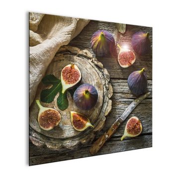 artissimo Glasbild Glasbild 30x30cm Bild Küche Küchenbild Esszimmer Obst Gemüse mediteran, Essen und Trinken: Vintage Feigen
