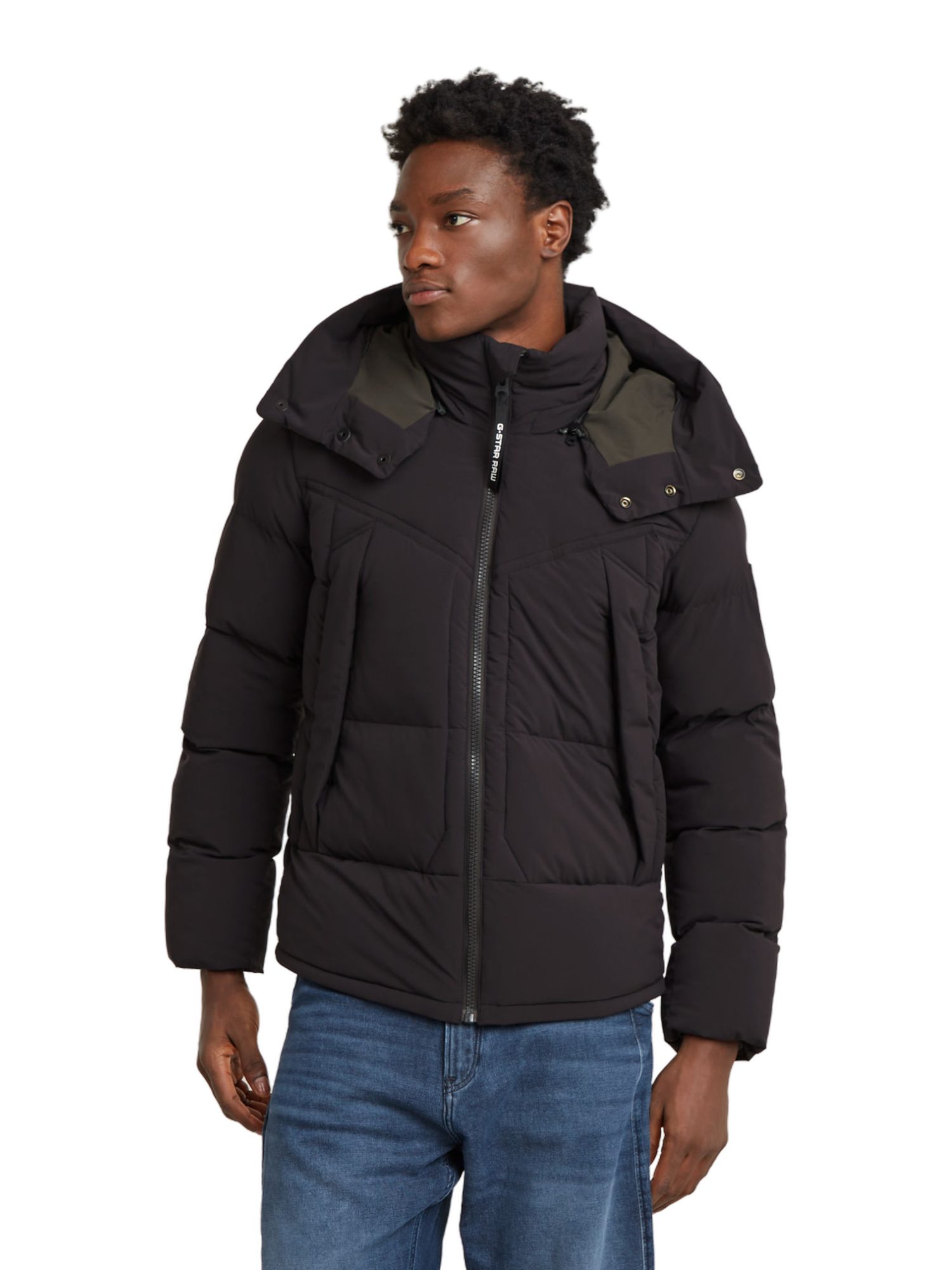 G-STAR Outdoorjacke schwarz,Outdoor,Polyester,Unifarben,Stehkragen,Lang,Regular Fit