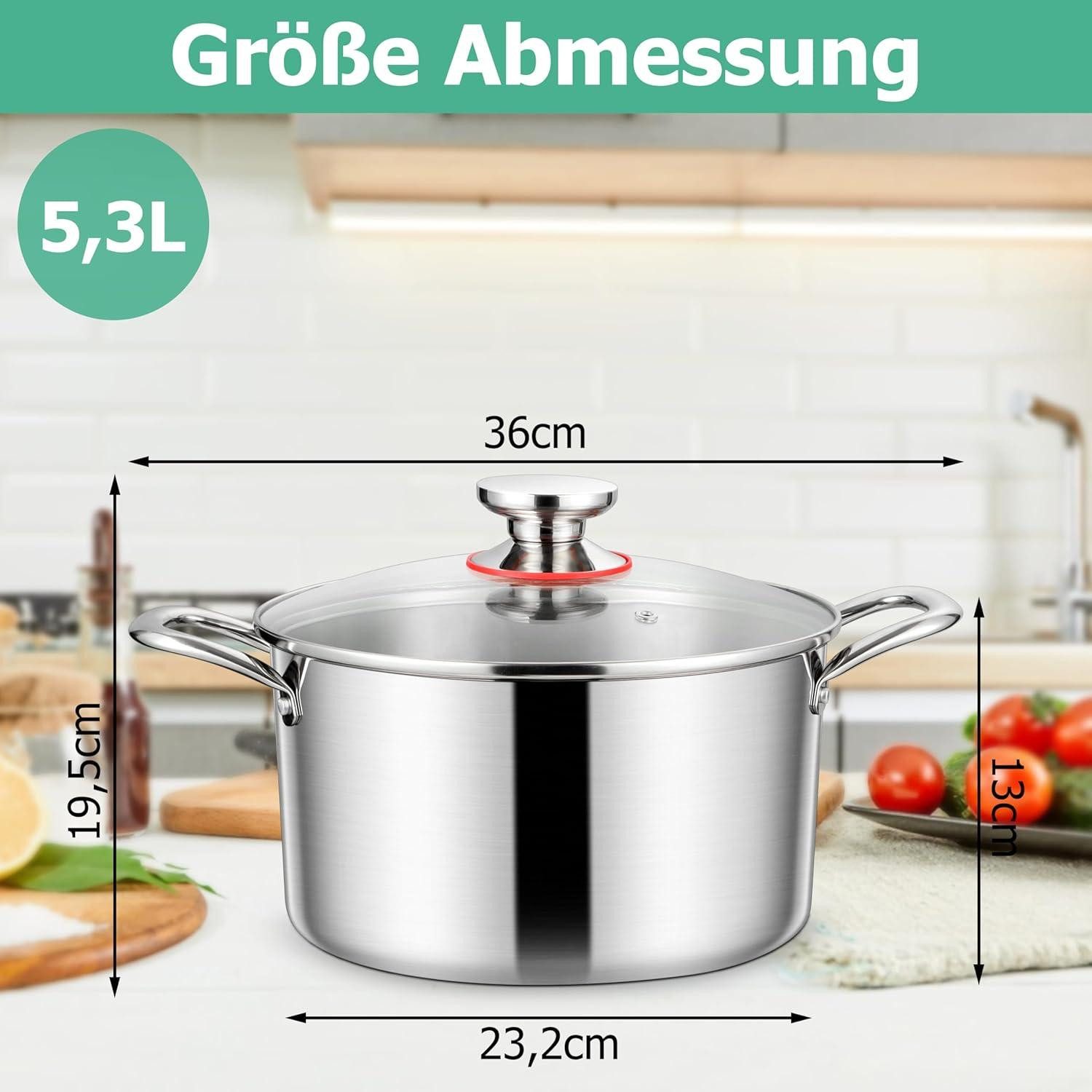 LuxusKollektion Kochbesteckhalter Kochtopf 24cm 5,3L Edelstahl günstig online kaufen