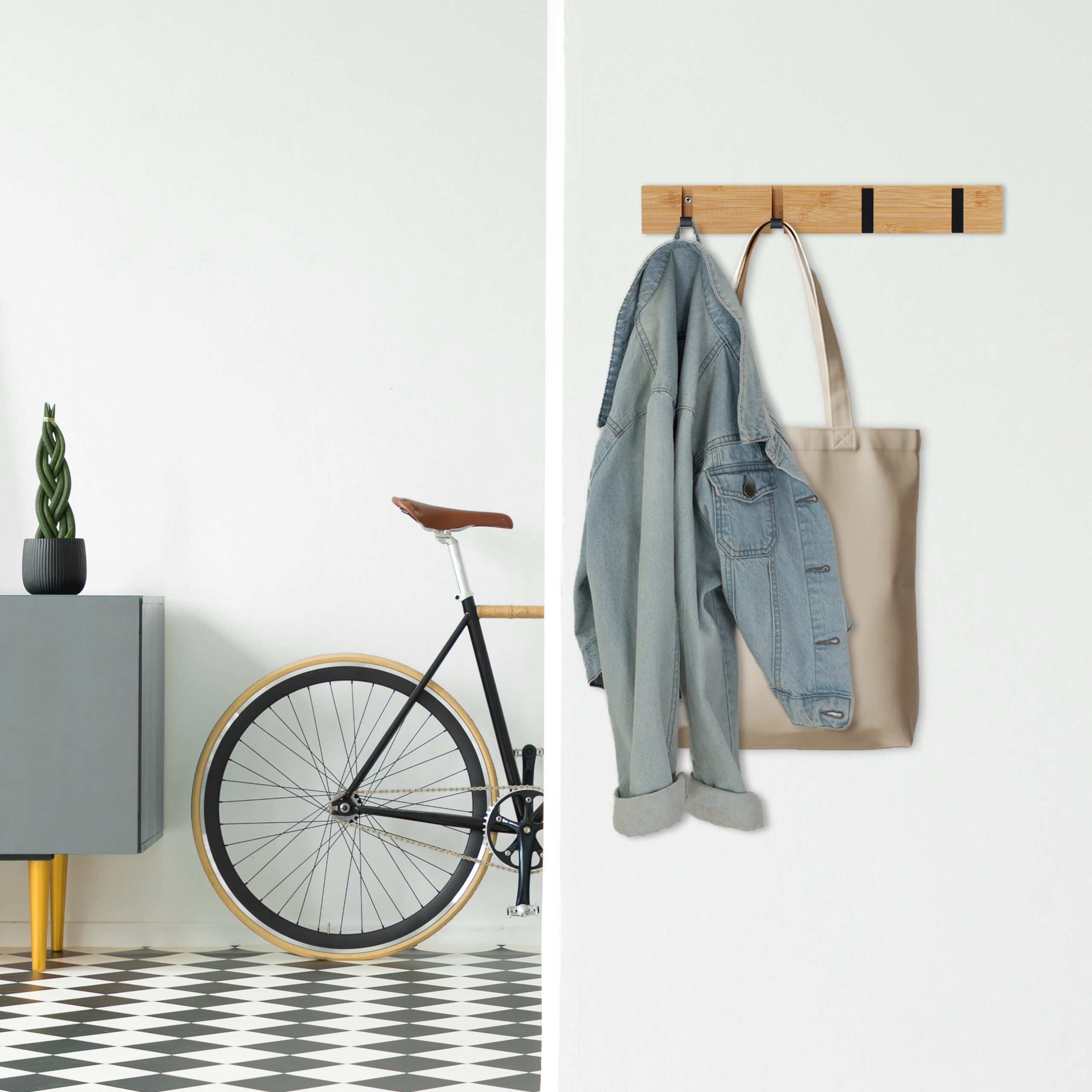 relaxdays Wandgarderobe Garderobenleiste mit klappbaren Haken, günstig online kaufen
