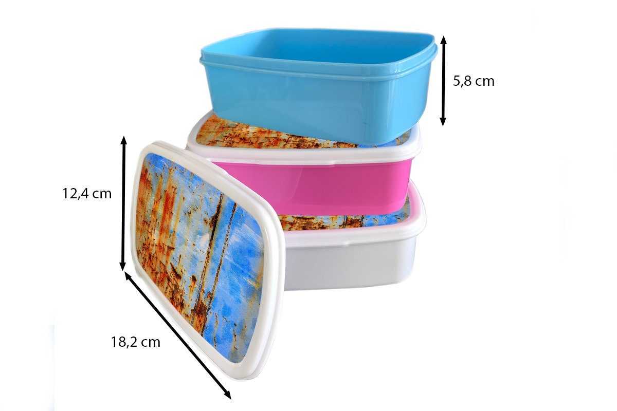 - Brotbox Lunchbox Brotdose, für und MuchoWow Erwachsene, Mädchen für Stahl weiß Jungs und - Rost Kunststoff, Kinder (2-tlg), Vintage,