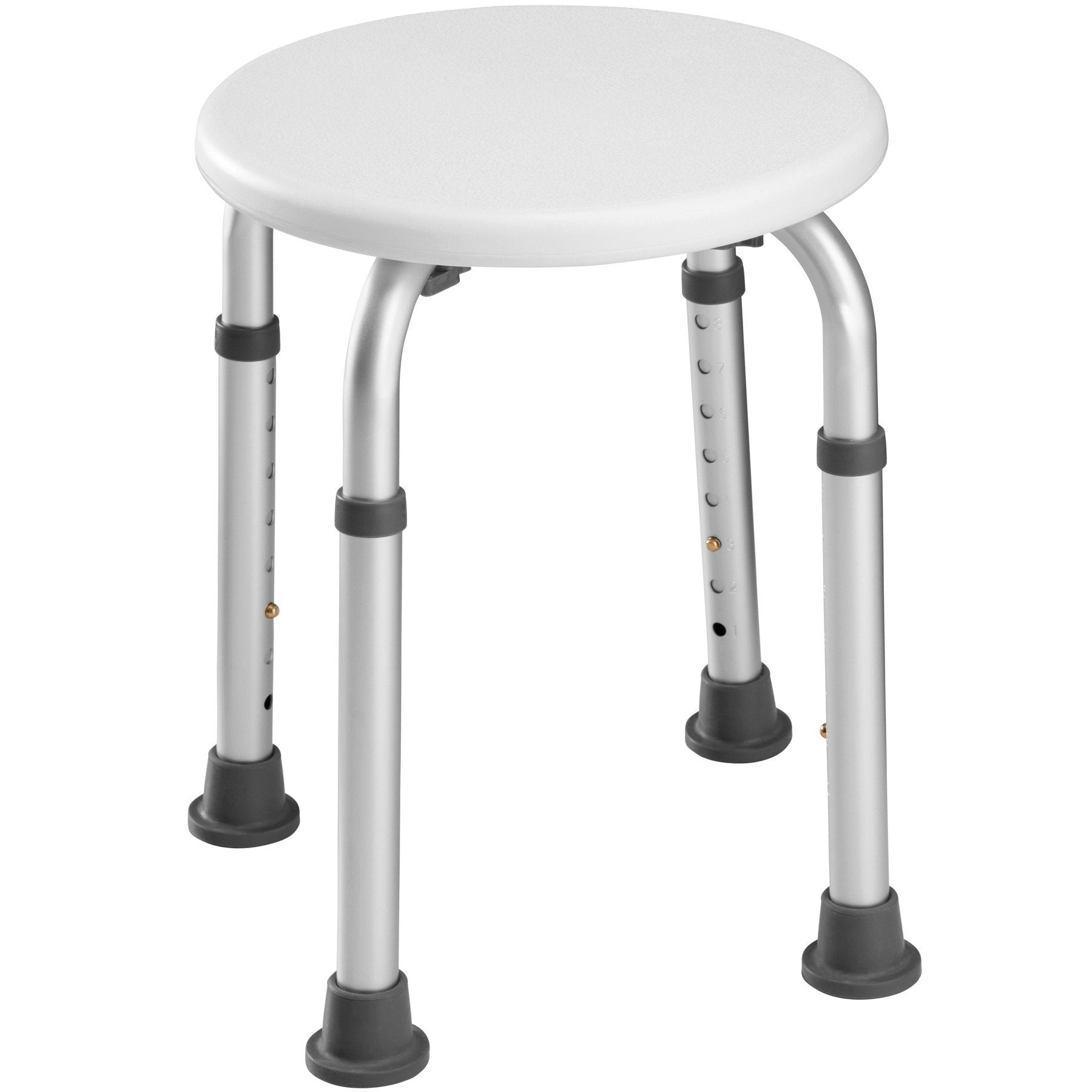 tectake Dusch- und Badhocker Aluminium-Badezimmerhocker, 31 x 36 - 54 cm, mit Teleskopbeinen, Strukturierte Oberfläche, rutschfeste Gummifüße, Belastbarkeit 120 kg