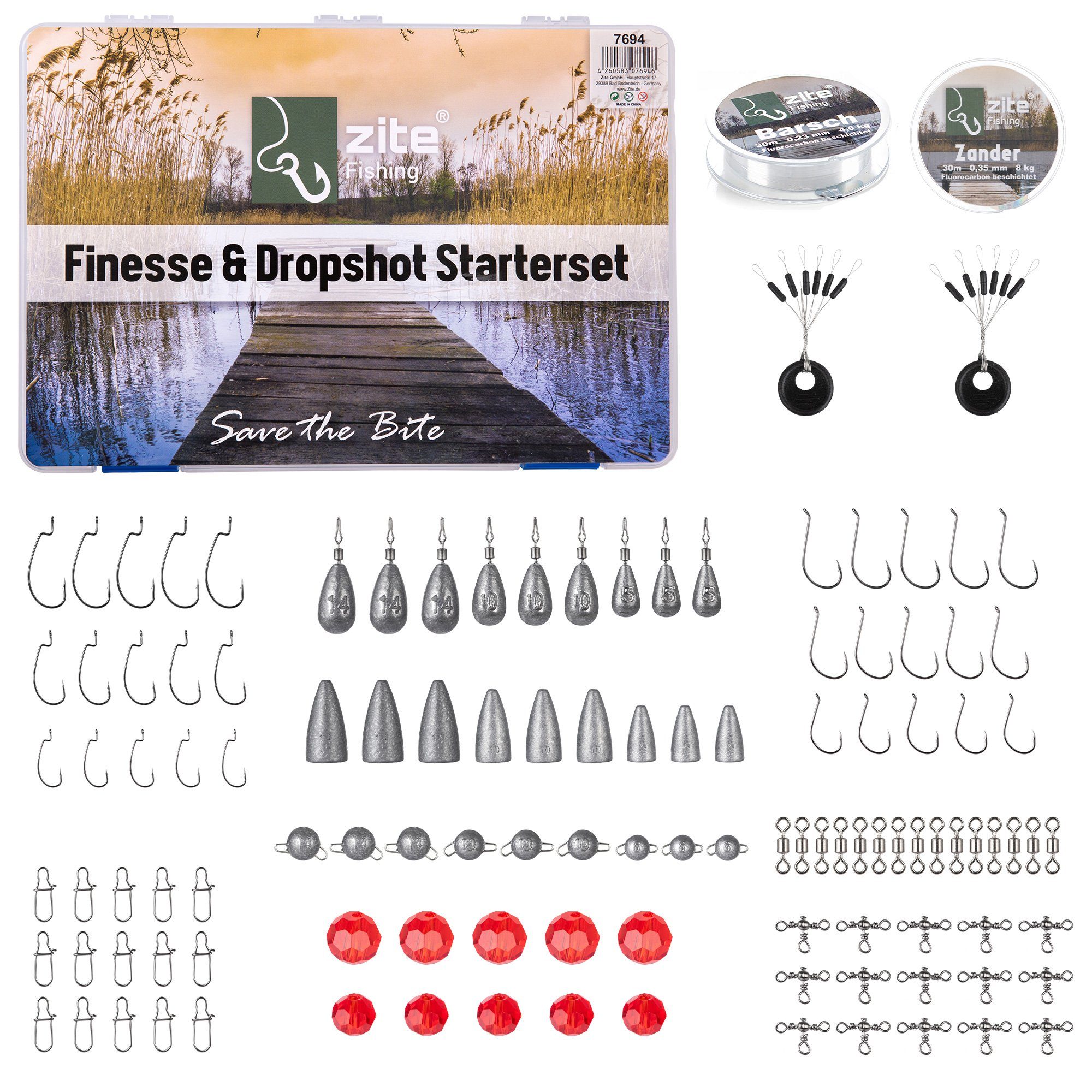 Angelgewicht Drop Shot & Finesse Starterbox XXL Barsch Zander Hecht Angeln Zubehör