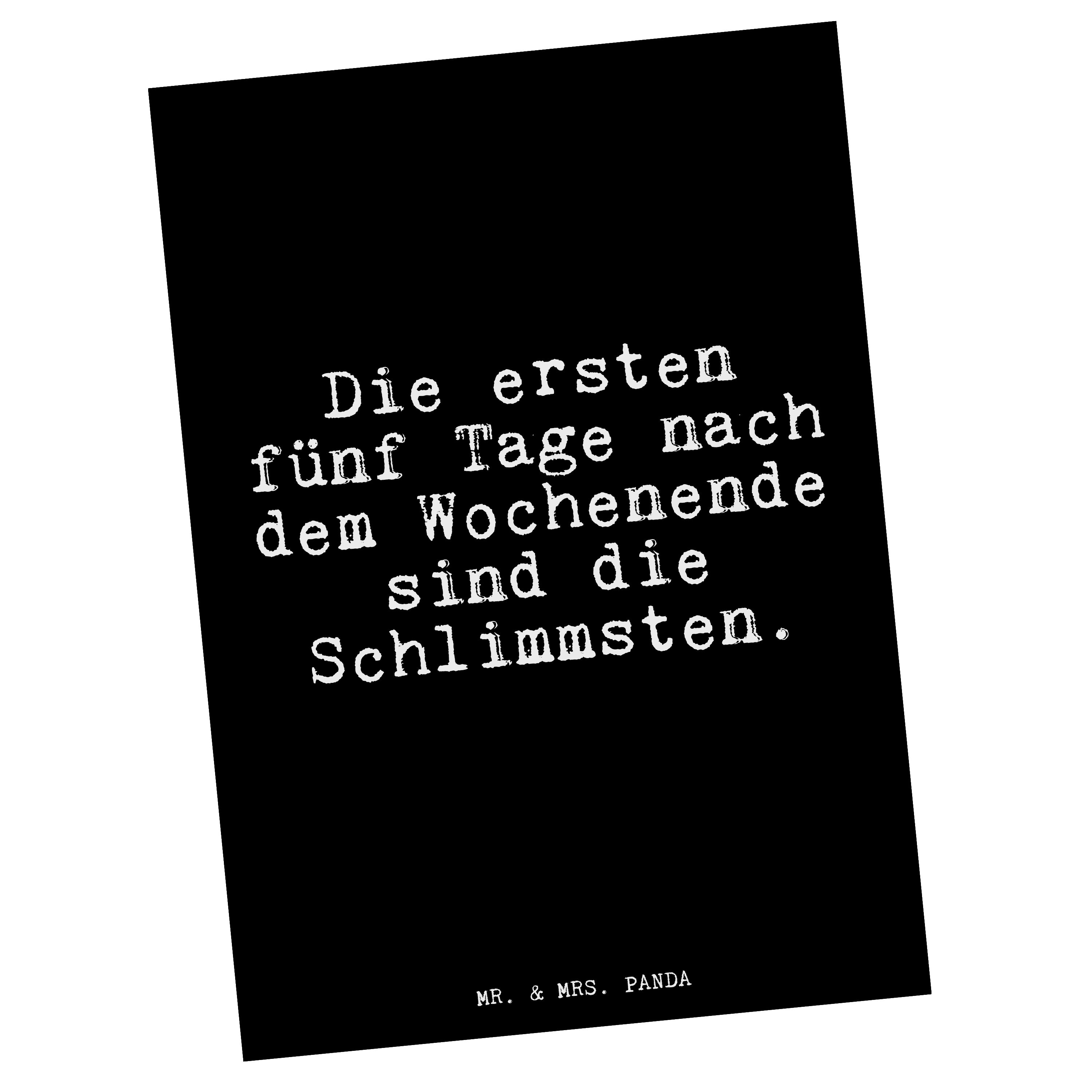 Mr. & Mrs. Panda Postkarte »Die ersten fünf Tage... Schwarz Spruch