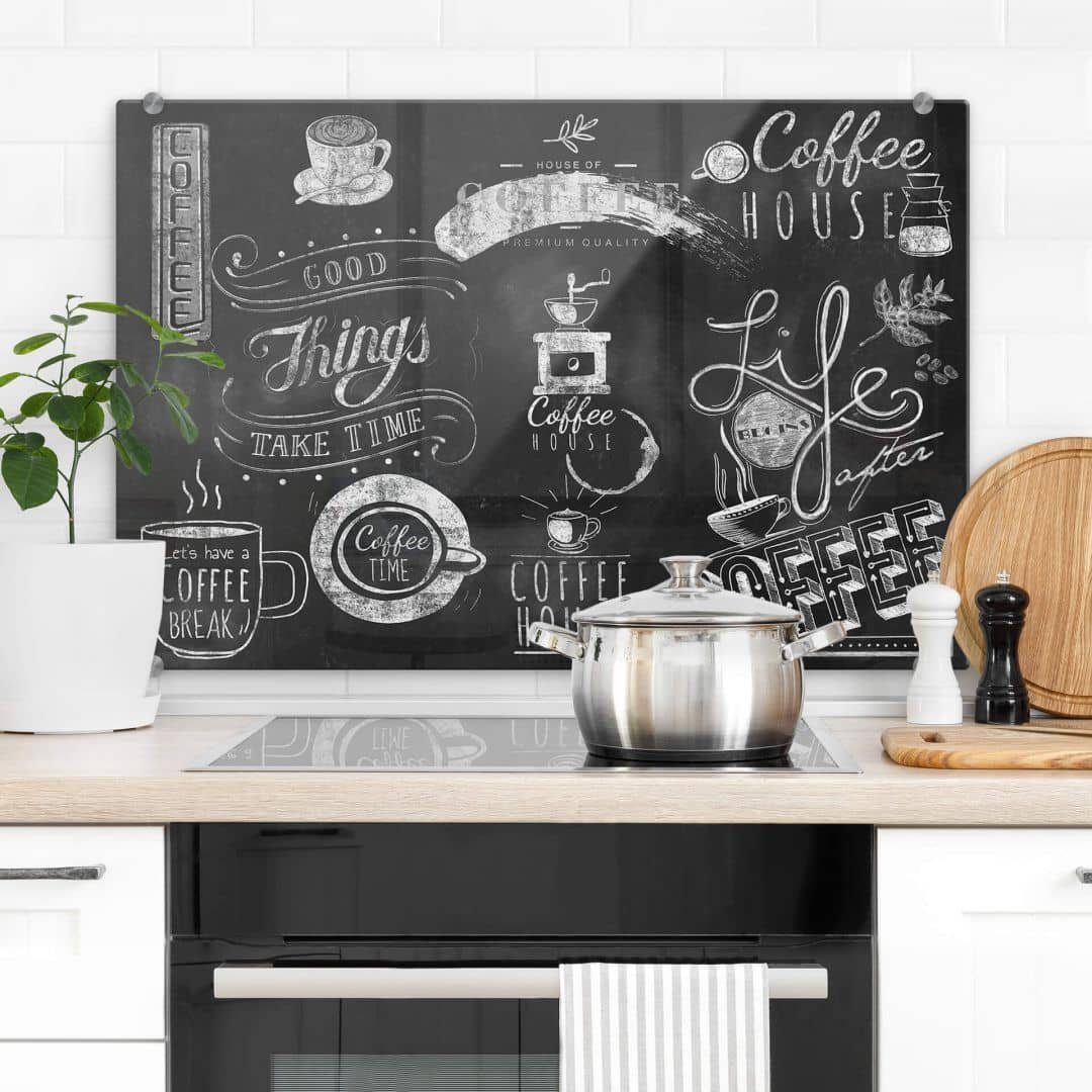 K&L Wall Art Spritzschutz Herd Küchenrückwand Vintage Kaffee World of Coffee