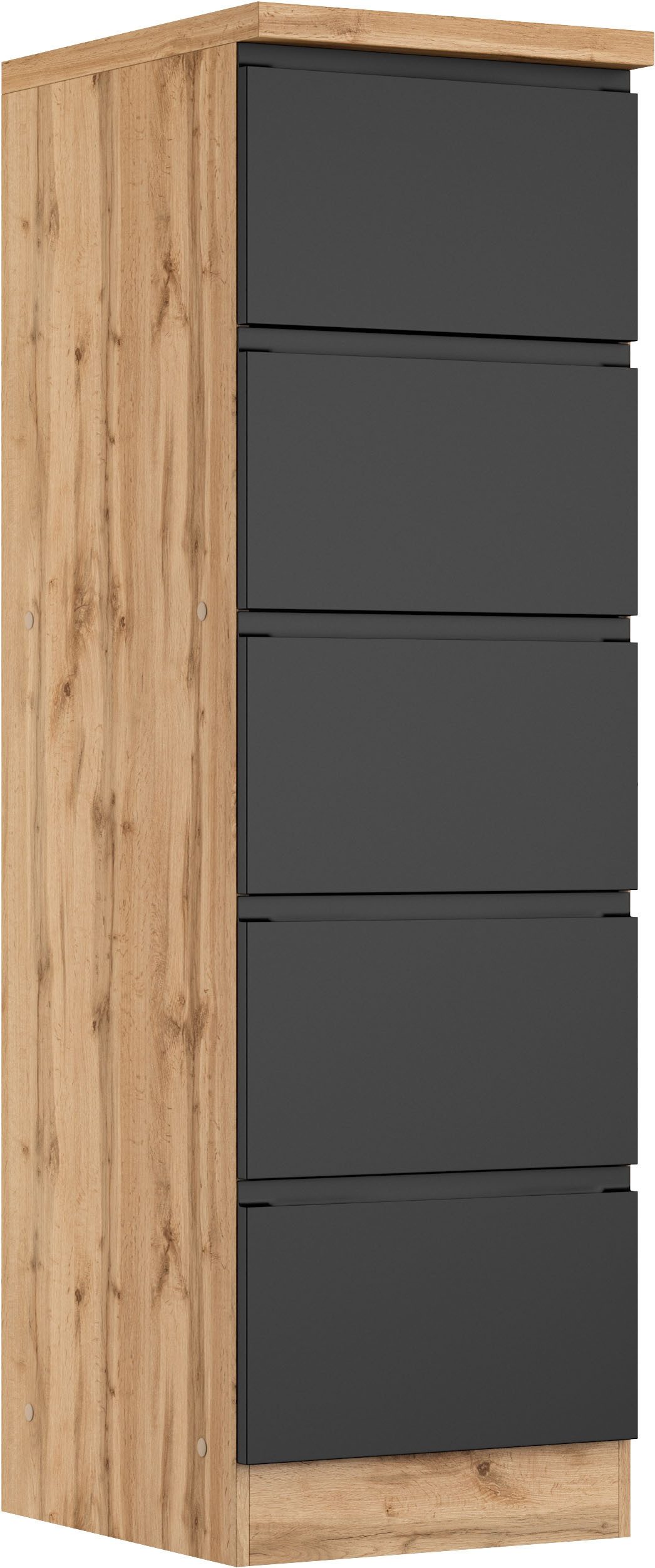 KOCHSTATION Vorratsschrank KS-Virginia,neu in verbesserter Ausführung (Stauraum, Softclose, mit CPL-Arbeitsplatte) Breite 60 cm, 5 Auszüge, Soft-Close-Funktion