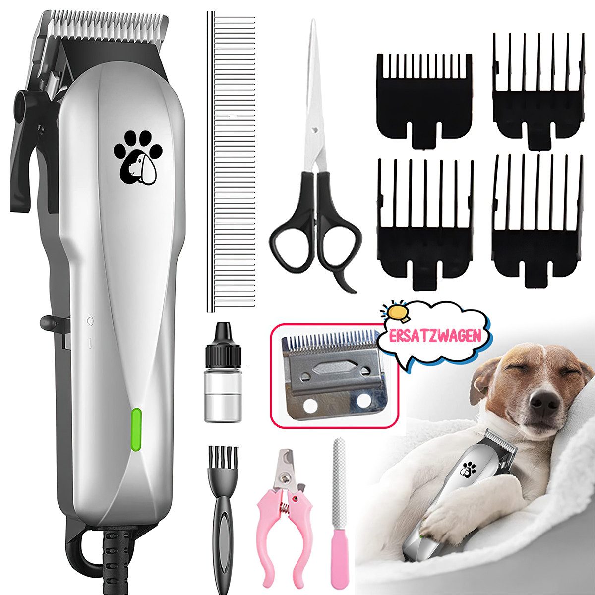Hundeschermaschine Tierhaarschneidemaschine-Set,Multifunktionstrimmer für Hund und Katze