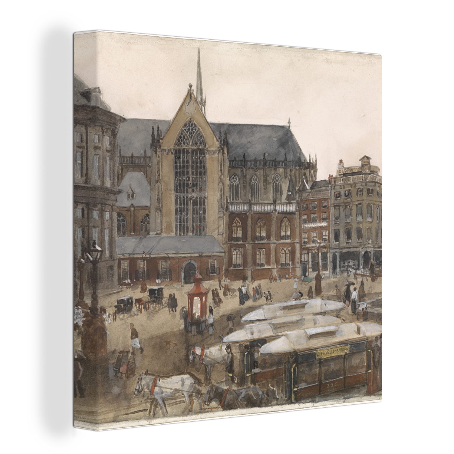 in für Wohnzimmer Amsterdam von St), Gemälde Breitner, Bilder George Dam-Platz Leinwandbild (1 OneMillionCanvasses® Schlafzimmer - Leinwand Hendrik