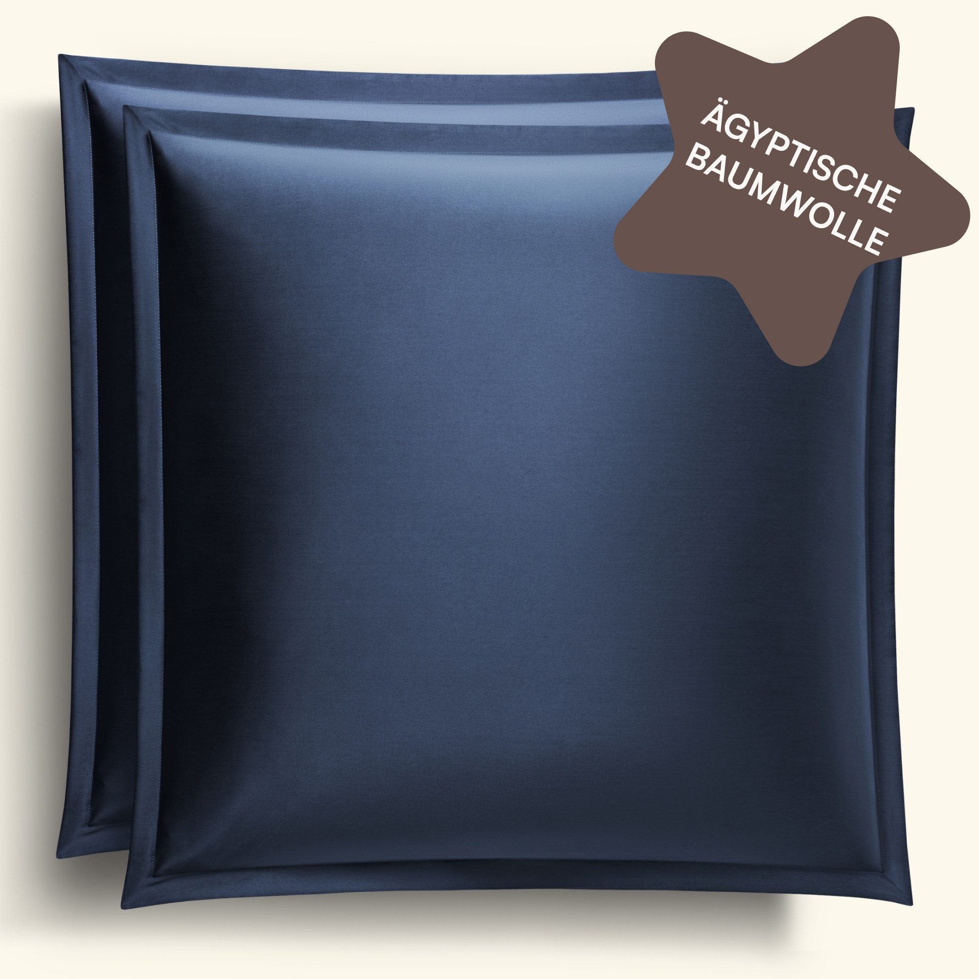 Amqua Kissenbezüge Mako Satin 2er Set Kissenbezug mit Reißverschluss, Premium Постільна білизна, (1 Stück), 100% ägyptische Baumwolle, kuschelig weich