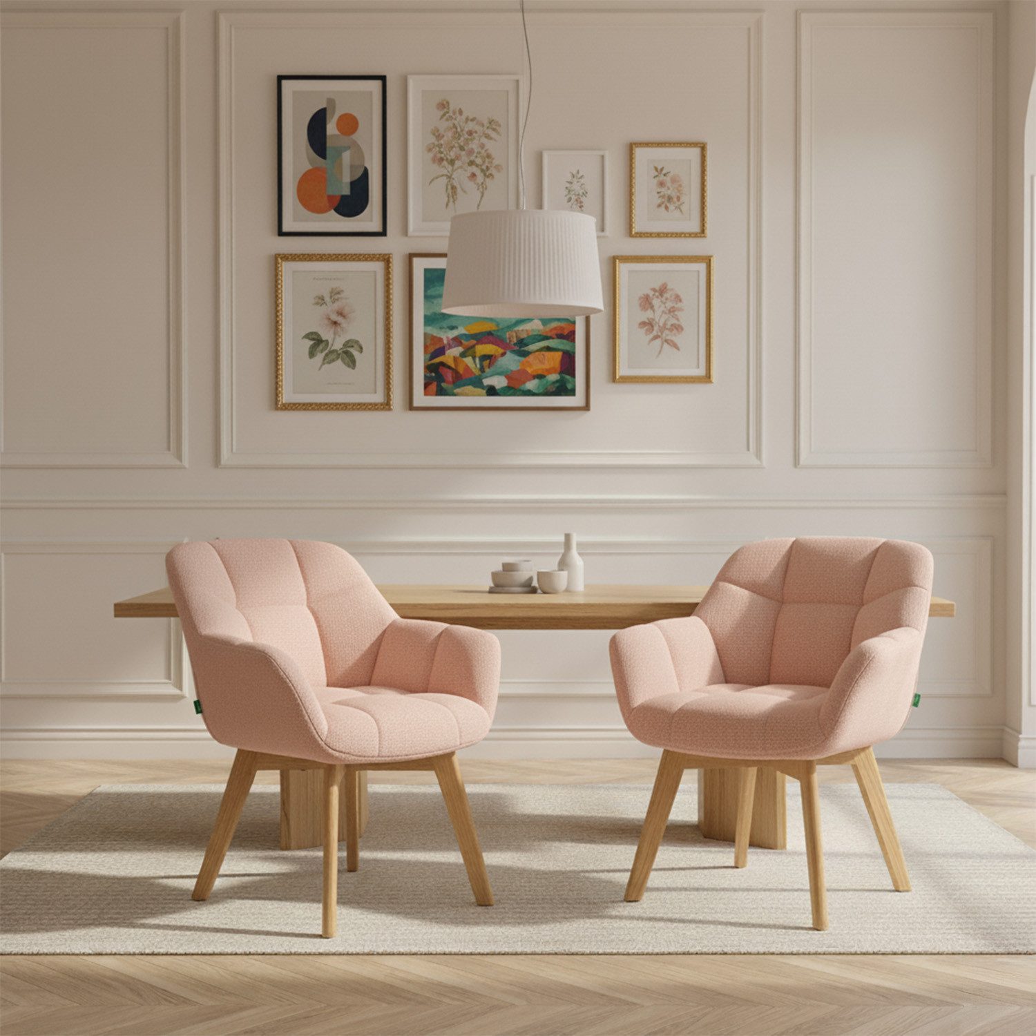 DUBI Möbel Polsterstuhl Mika-Nele 2er-Set, Eiche günstig online kaufen