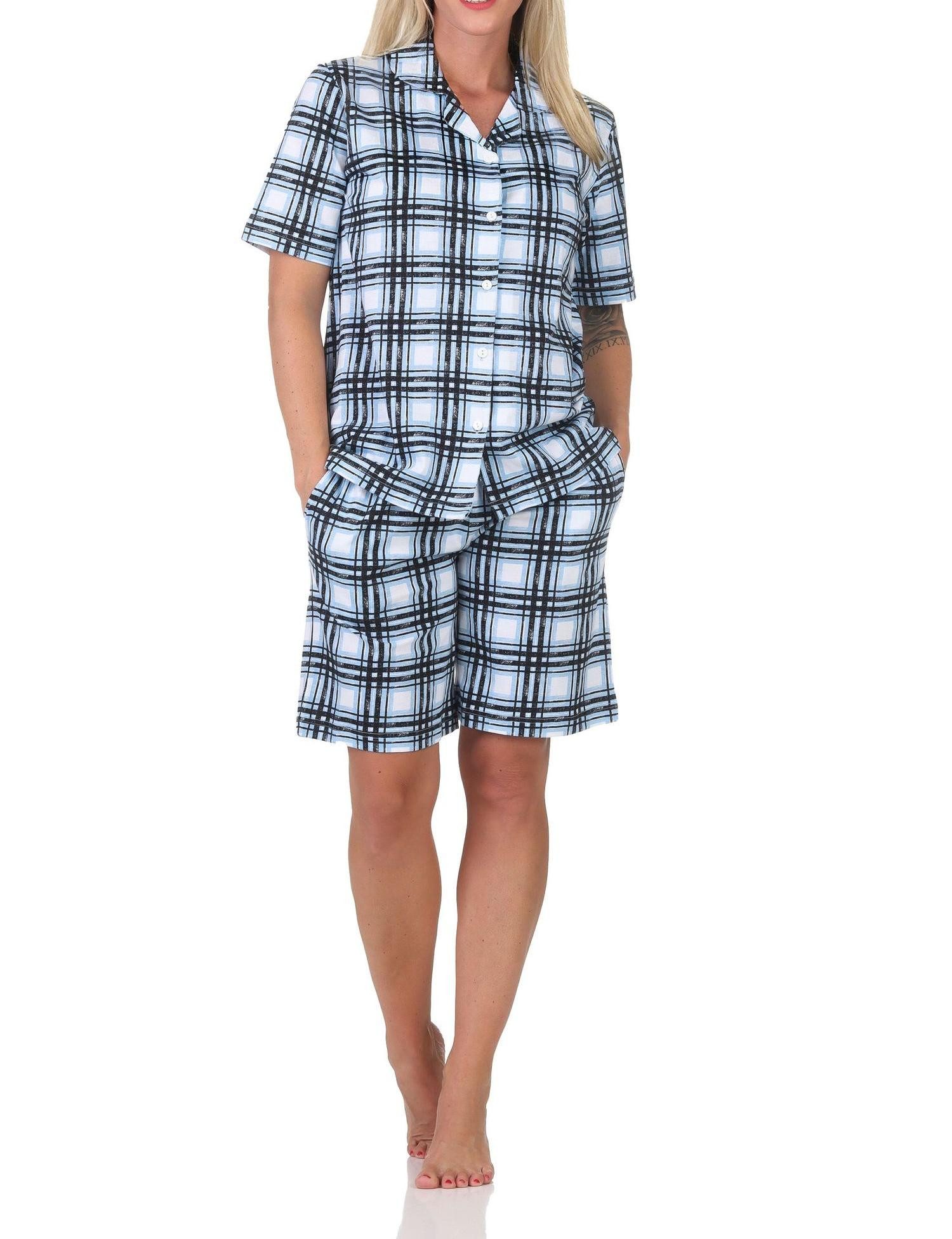 Normann Pyjama Normann Damen kurzarm Pyjama Shorty in Karo Optik - auch in Übergröße