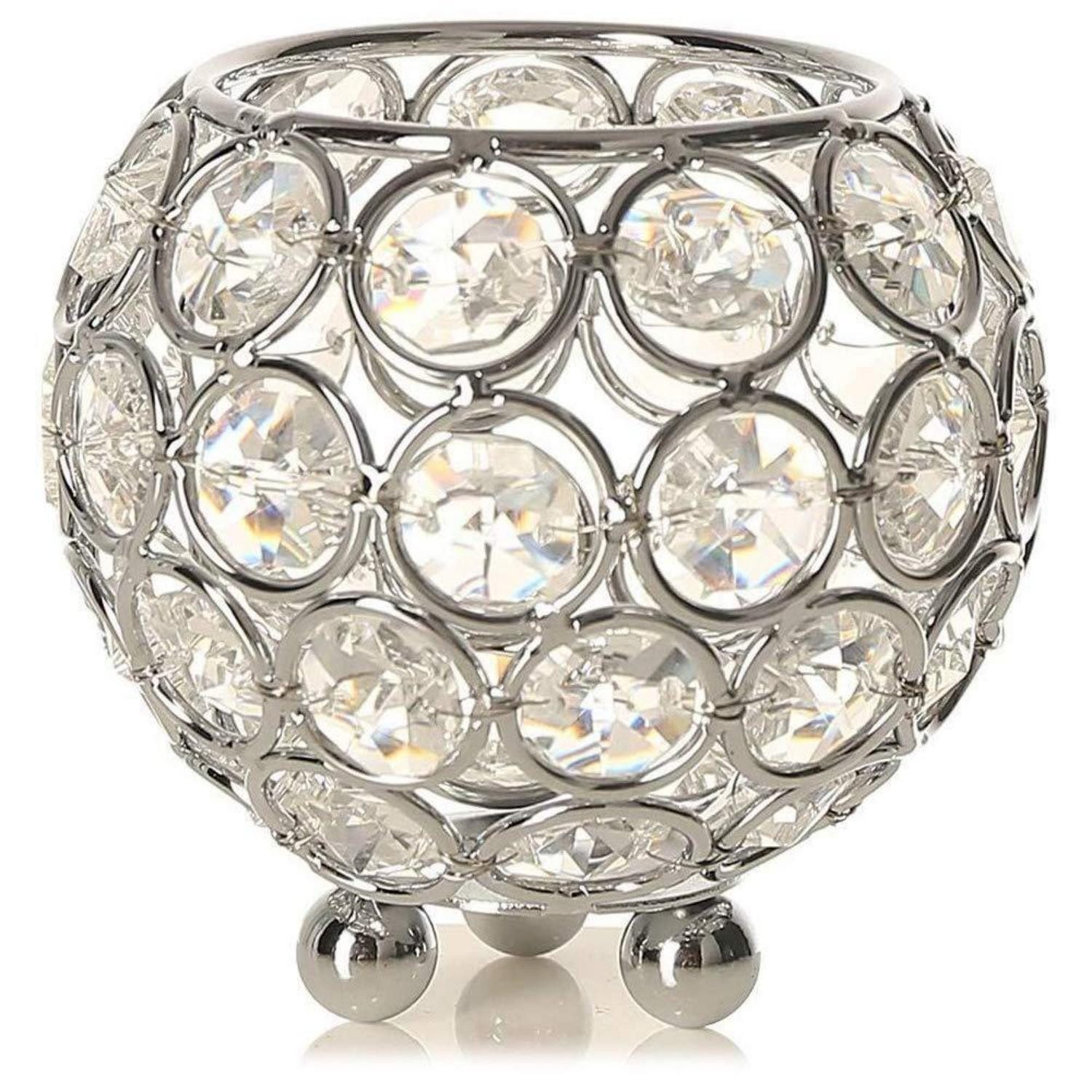 LuxusKollektion Tischkerzenhalter Kerzenhalter Kristall 15cm Silber Golden
