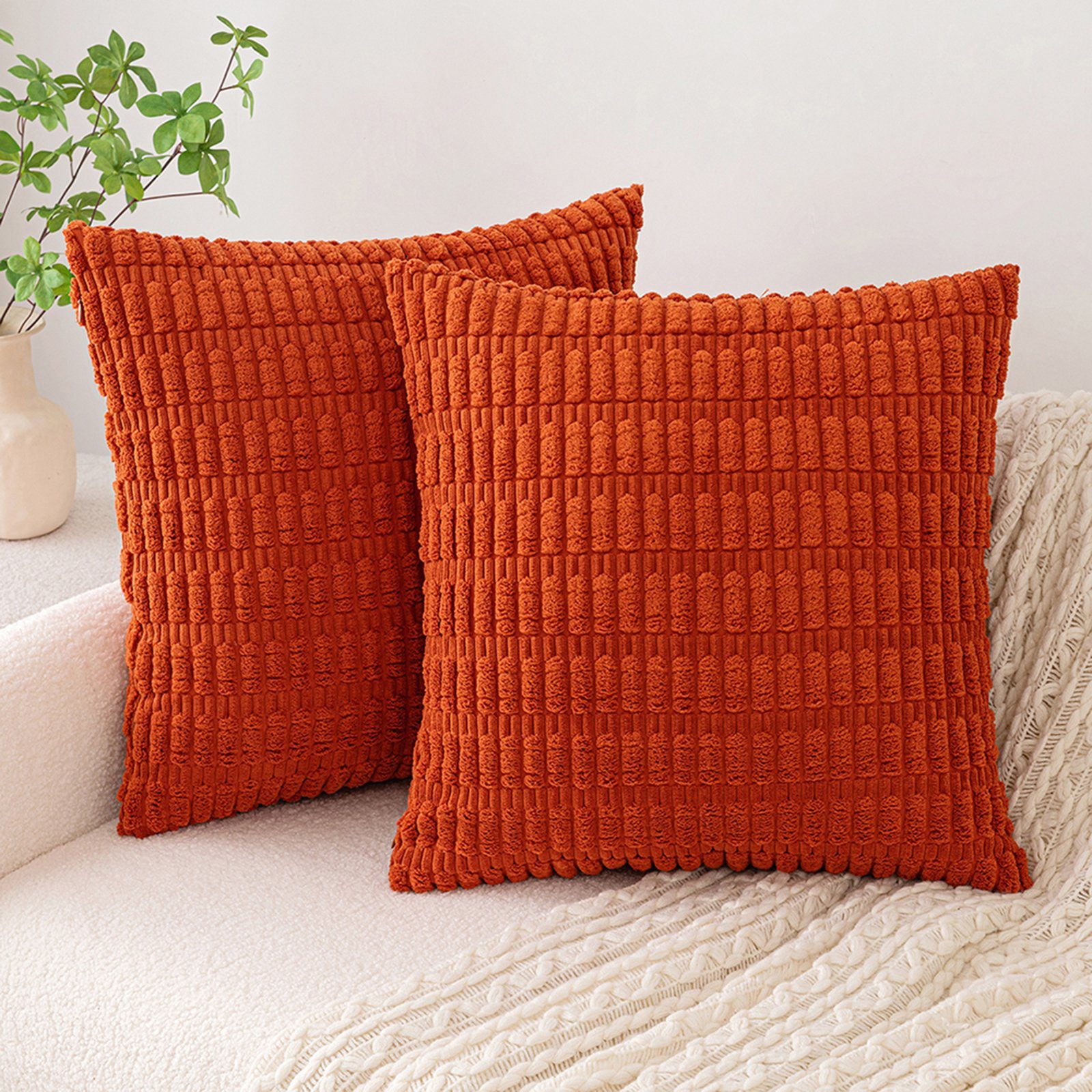 Sofa Rosnek Plüsch, (1 45* Wohnräume Kissenbezug für Deko, Stück) Schlafzimmer Orange 45cm,