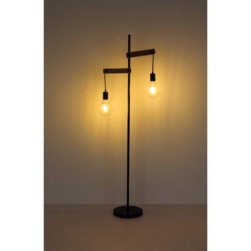 Globo Stehlampe Visso Schwarz/Holz 150cm max. 2 x 60W E27 ohne Leuchtmittel, ohne Leuchtmittel