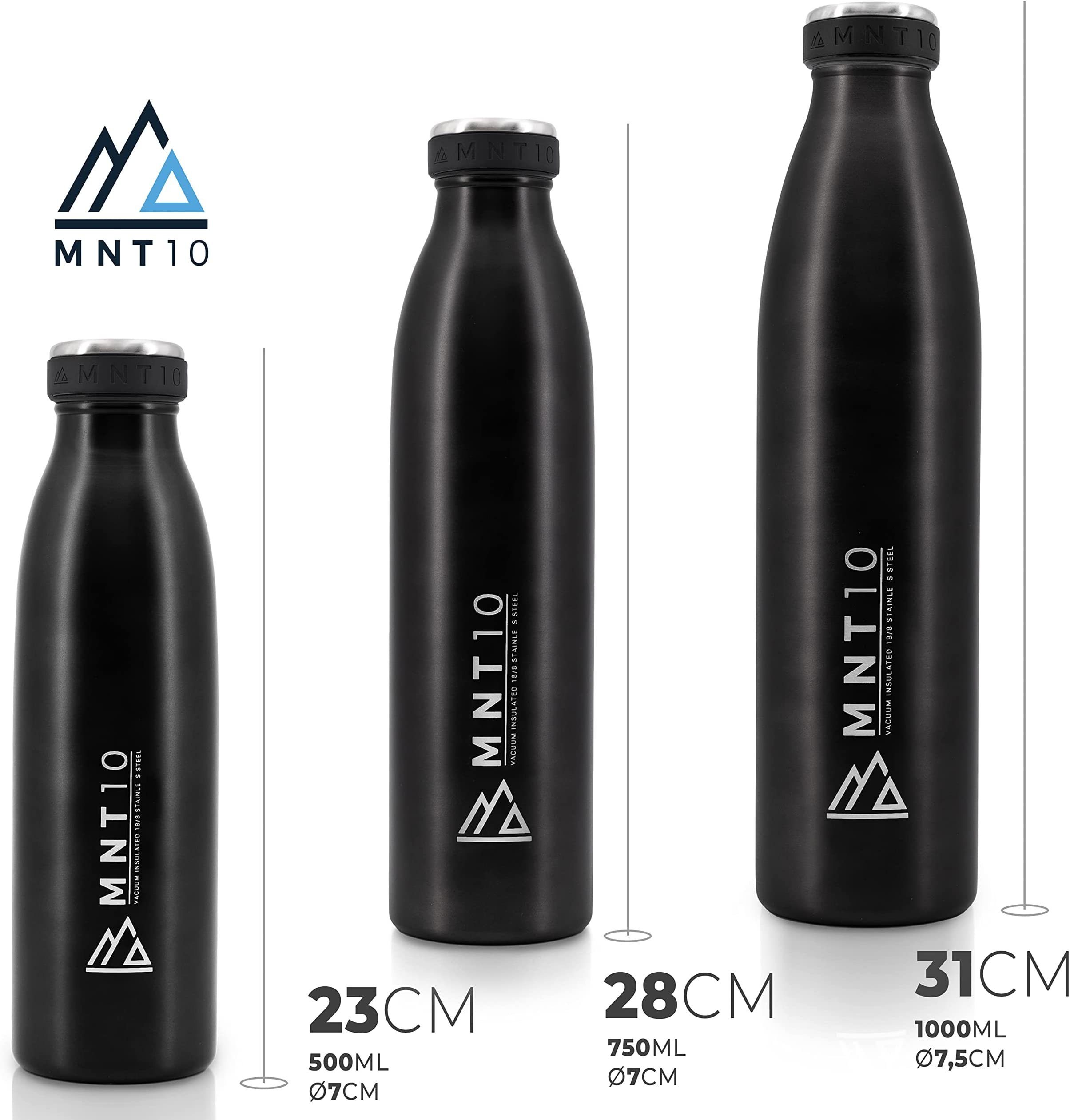 500ml,750ml,1000ml Edelstahl MNT10 geeignet Flasche Thermoflasche Thermoflasche, Trinkflasche Isolierte - Auslaufsicher, kohlensäure - Schwarz