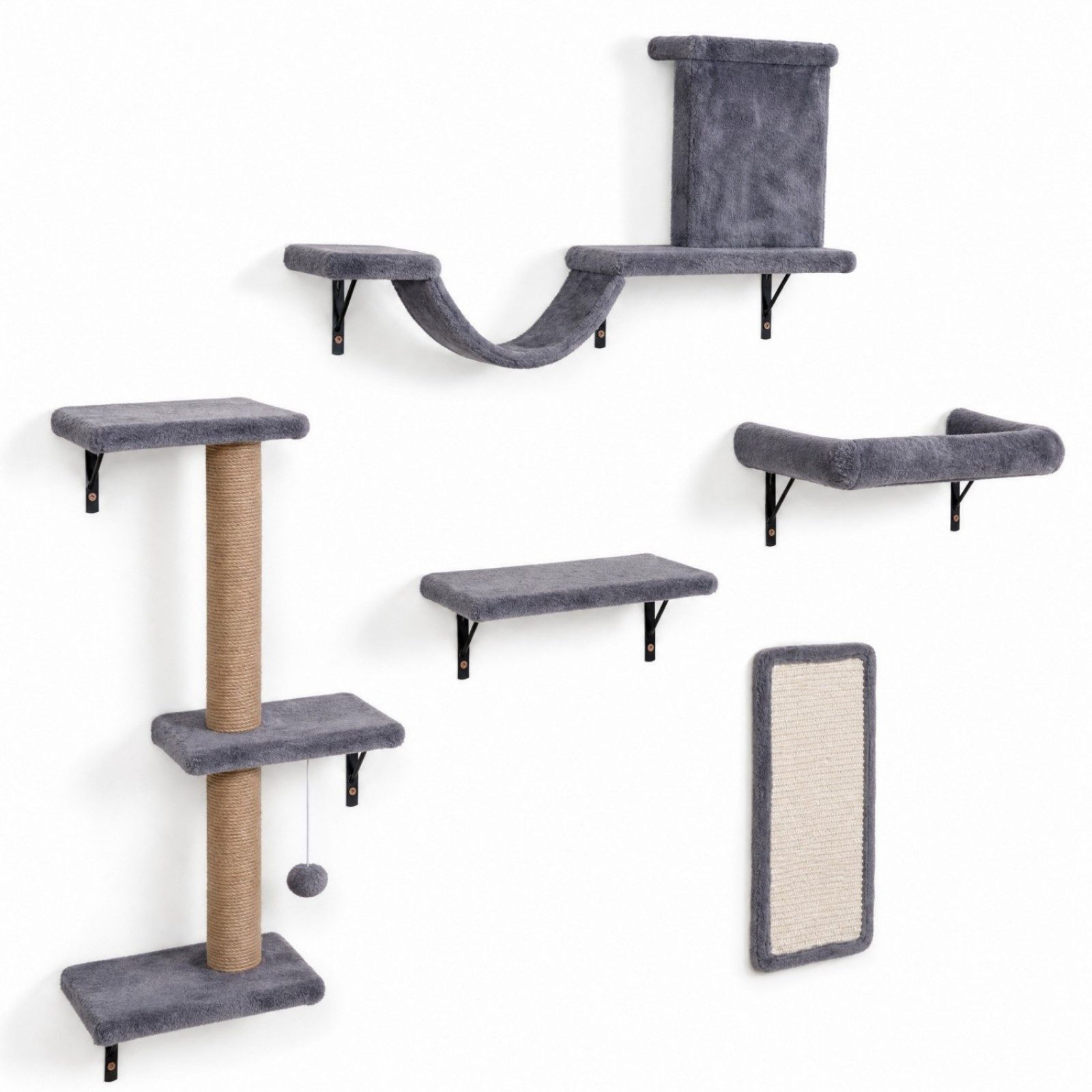KOMFOTTEU Kratzbaum, 5 in 1 Katzen Kletterwand Katzenwandmöbel Set